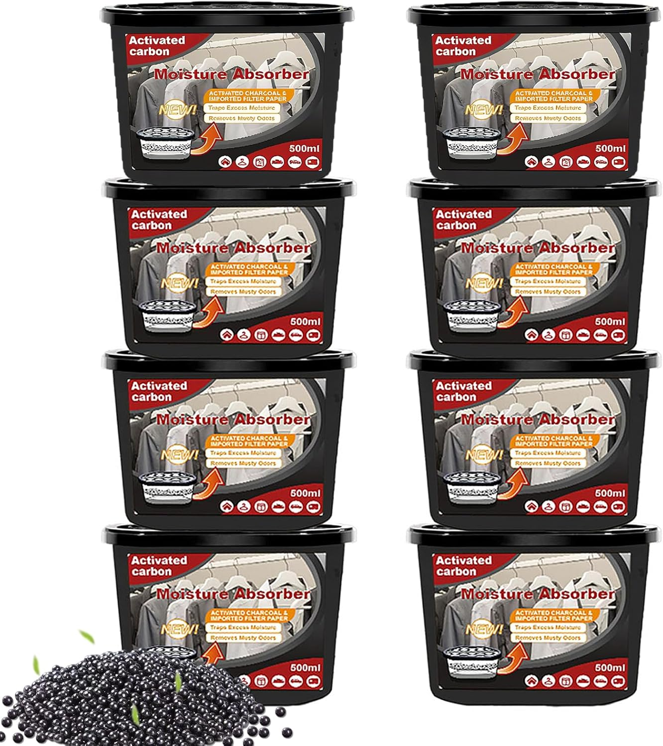 8 Pack Moisture Absorbers Boxes, Portable Humidity Absorber for Bathroom, Closet, Car, Dehumidifier with Activated Carbonfor image number 2