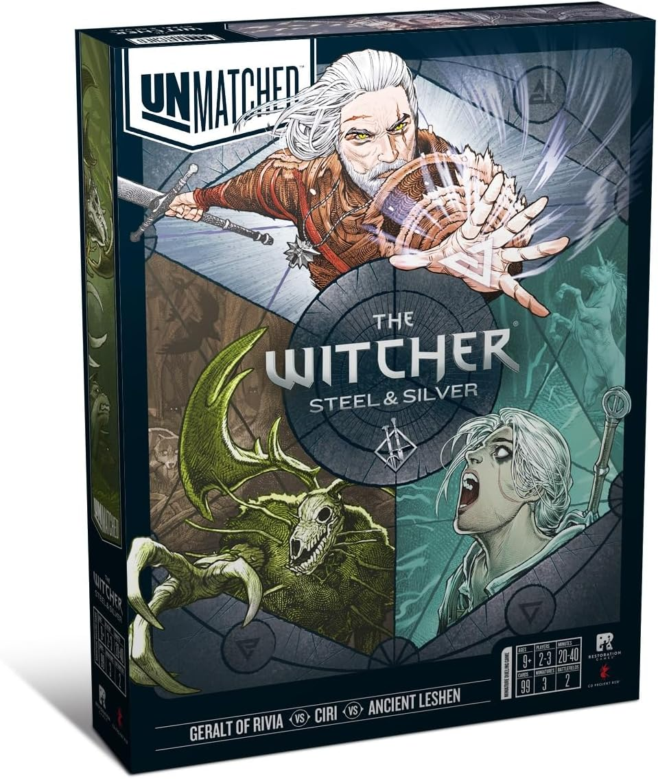 IELLO | Restoration Games | Unmatched: the Witcher - Steel and Silver | 2-3 Players, Ages 9+ image number 2