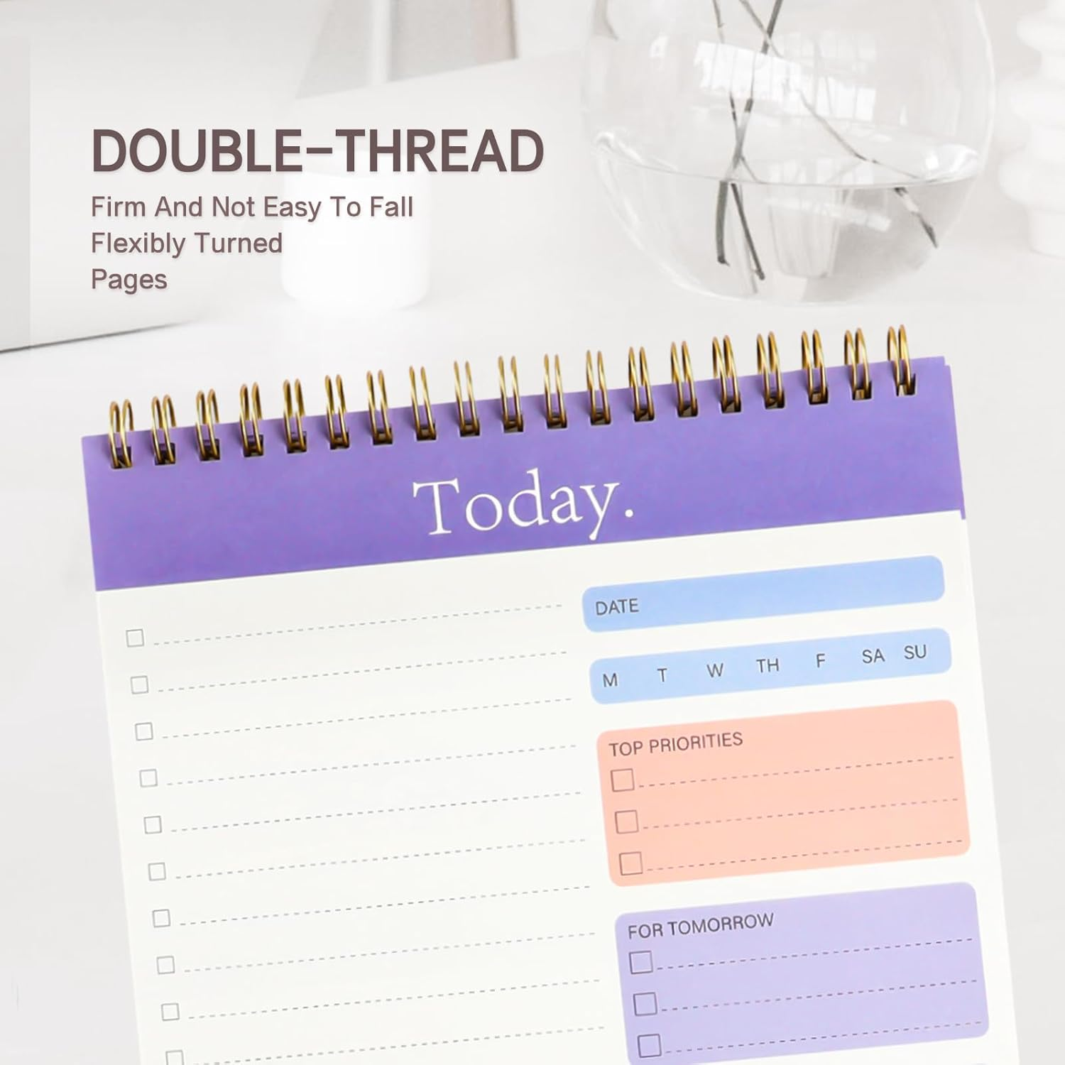 Ztowoto Daily Planner for Productivity52 Days Spiral to Do List Notebook，Undated Student Daily Planner 6.8 * 9.7Inch ，To Do List for Planning,Daily Goals,To Do List Pad(Purple) image number 3