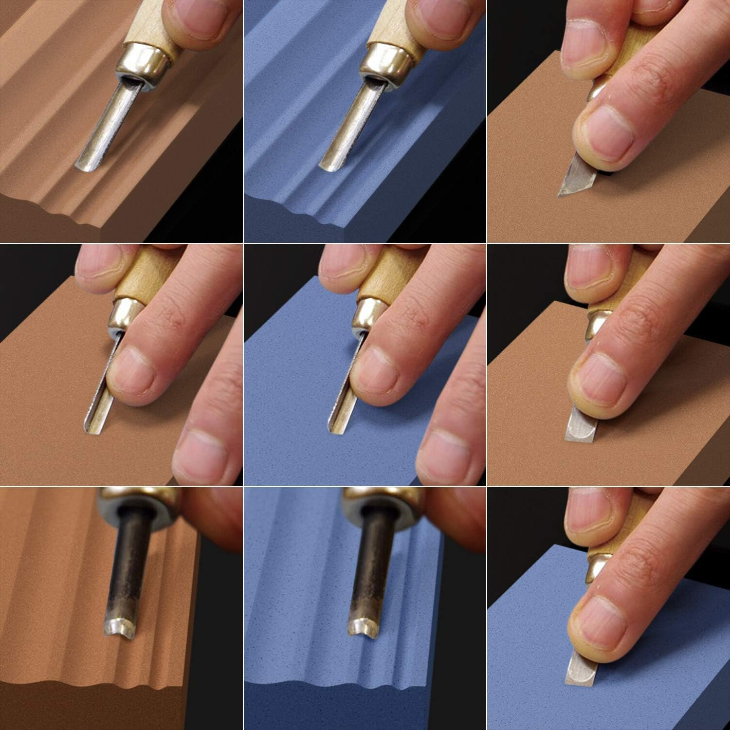 Sharp Pebble Whetstones Wood Carvers Sharpener-Dual Grit Sharpening Stones Grit 400 & 1000- Waterstone Sharpener for Woodworking, Wood Carving Tools, Chisels & Gouges with Non Slip Bamboo Base image number 3