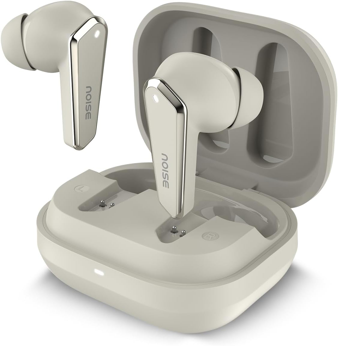 Noise Buds N1 In-Ear Truly Wireless Earbuds with Chrome Finish, 40H of Playtime, Quad Mic with ENC, Ultra Low Latency(Up to 40 Ms), Instacharge(10 Min=120 Min), BT V5.3(Calm Beige)