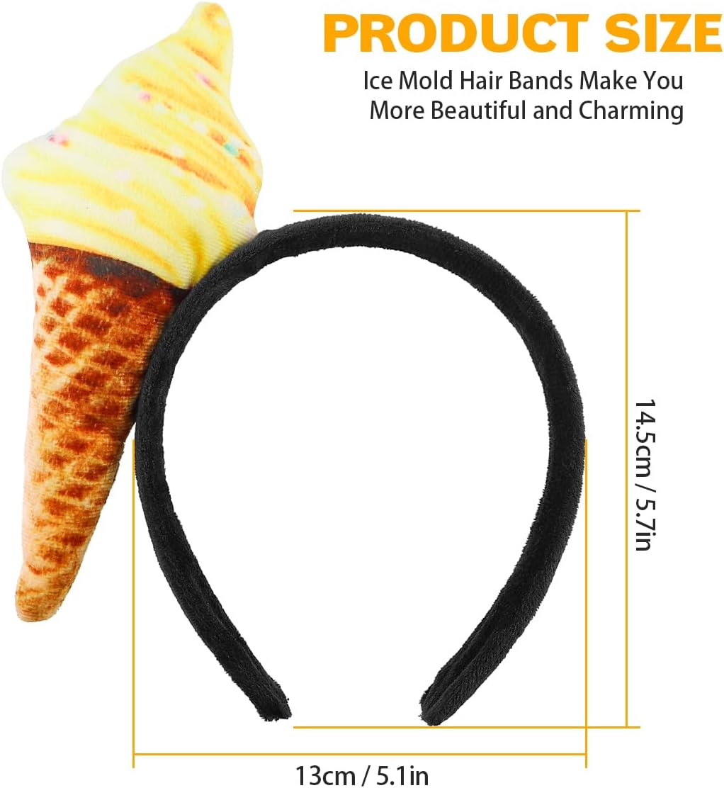 LNQ LUNIQI Women'S Headband with Ice Cute, Children'S Funny Headband, Party Food Headband, Ice Cream Cones, Headband Decoration for Party, Carnival, Pack of 1 image number 4