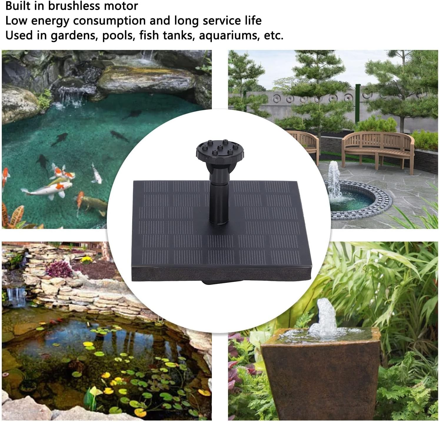 Solar Fountain Pump, Monocrystalline Solar Water Fountain Pump, Square Floating Outdoor Waterscape Fountain Pump for Patio Garden image number 3