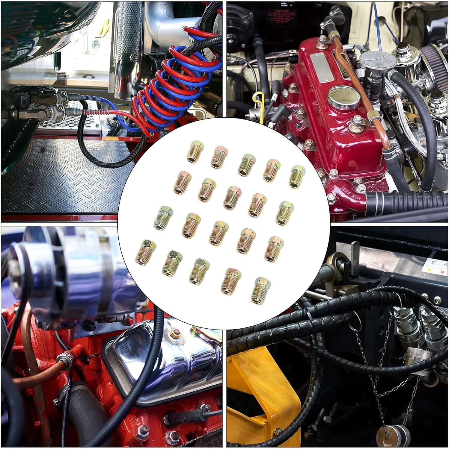 20 Pcs Brake Line Nuts Fittings, M10 X 1Mm Universal Rustproof Metric Invert Flares Fittings for 3.16 Inch Brake Line Tube image number 2