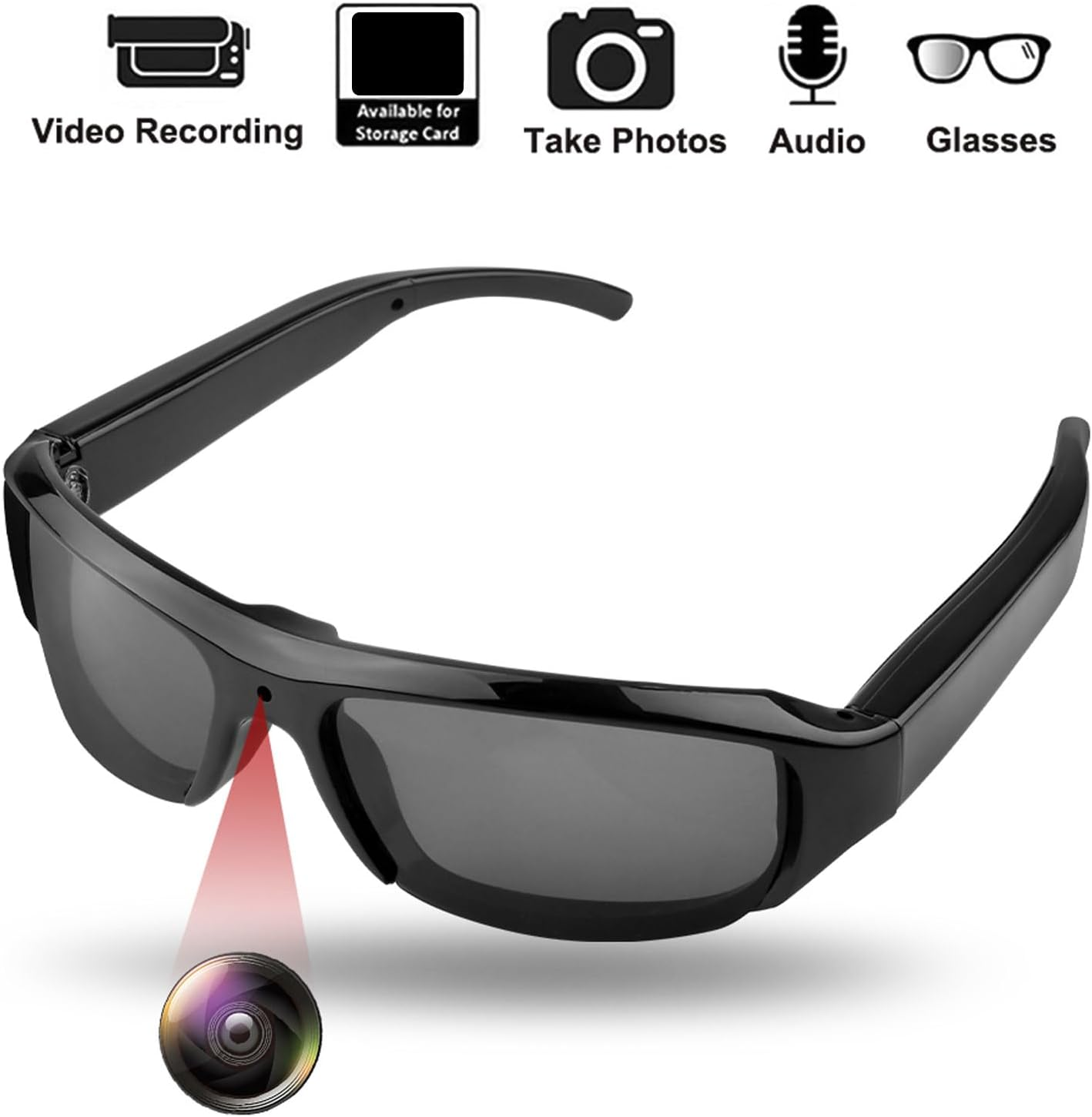 GOWENIC 1080P Camera Sunglasses, Sports Action Smart Glasses Cam with Wide Angle Lens, anti Shake for Cycling First Person Perspective image number 5