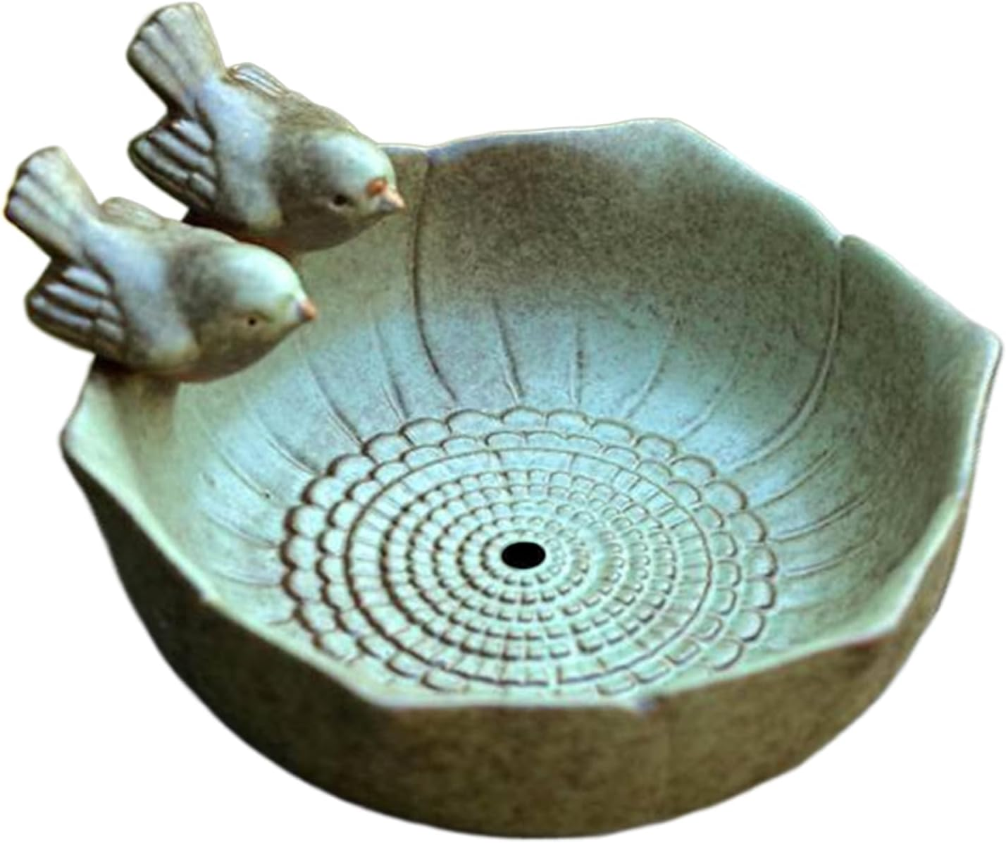 Ceramic Bird Bath - Garden Outdoors Bird Bath Feeder Bowl,Artistic Birdfeeder Tray Birdbaths Yard Decor for Hummingbirds Parrots Butterflies Squirrels