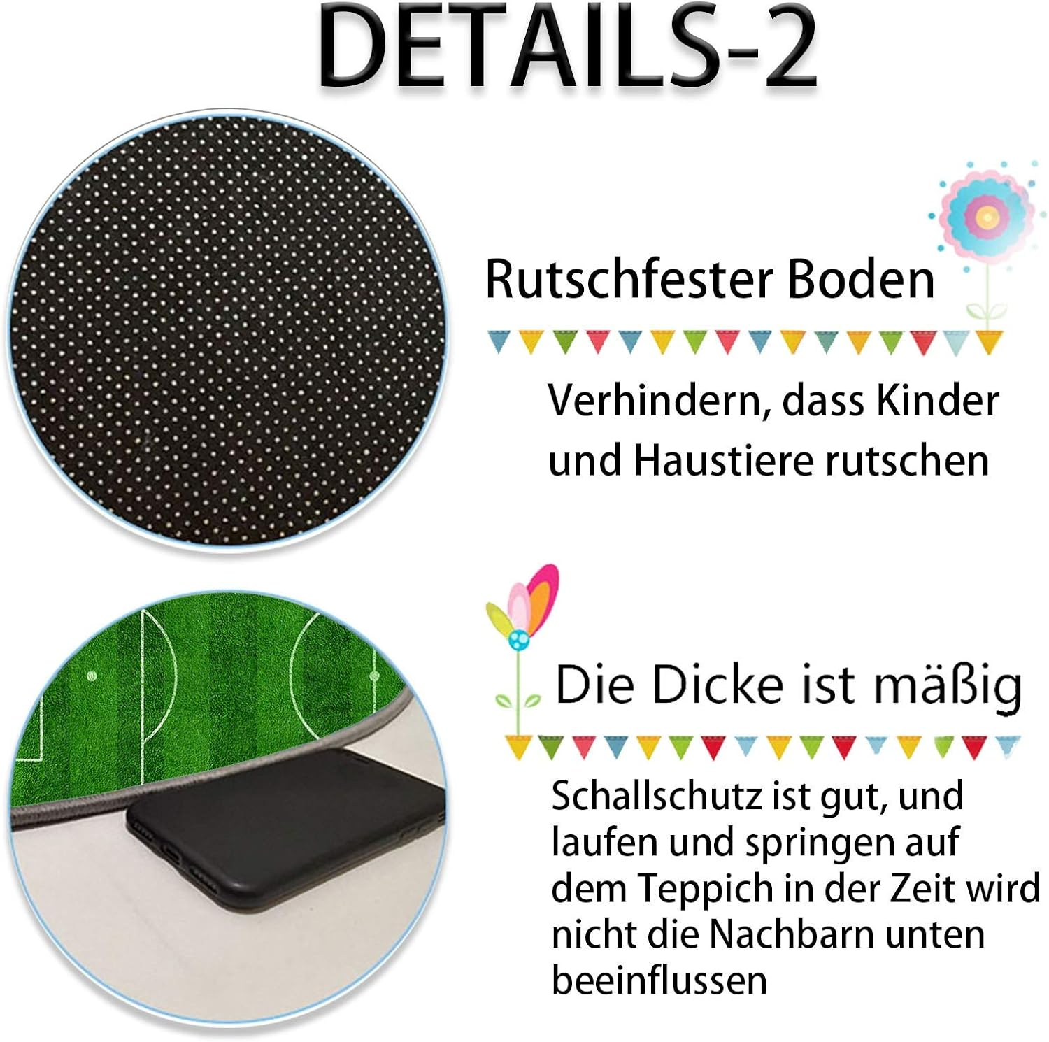 TYKTZXY Football Rug, Football, Fun Home Decor, Play Mat for Teenagers' Room, Boys, Girls, Sports Theme Room, Green, 140 X 200 Cm image number 6