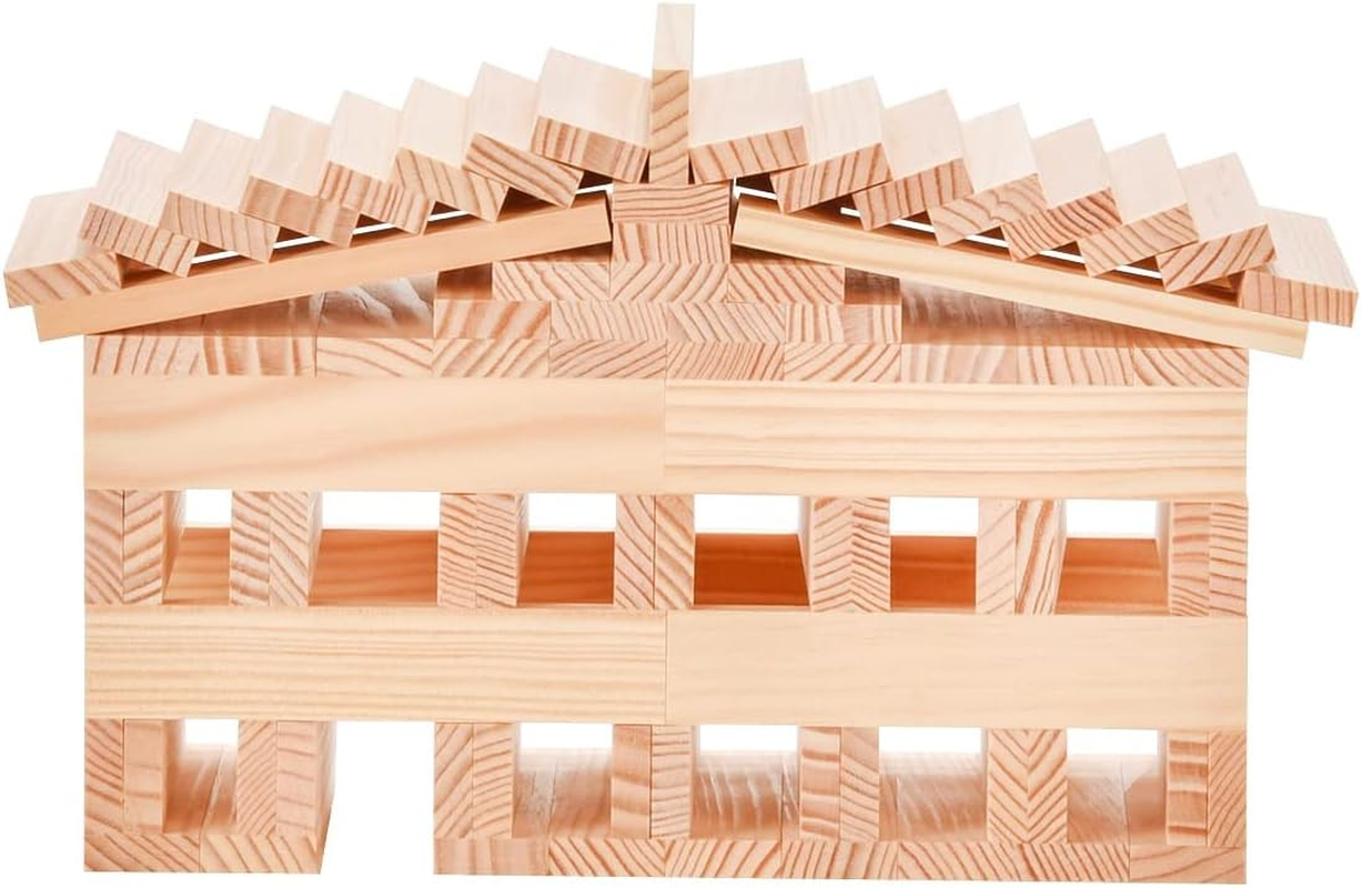 KAPLA 100 Blocks Natural Unfinished Wood Pine Planks with Storage Bin and Guide Book image number 2