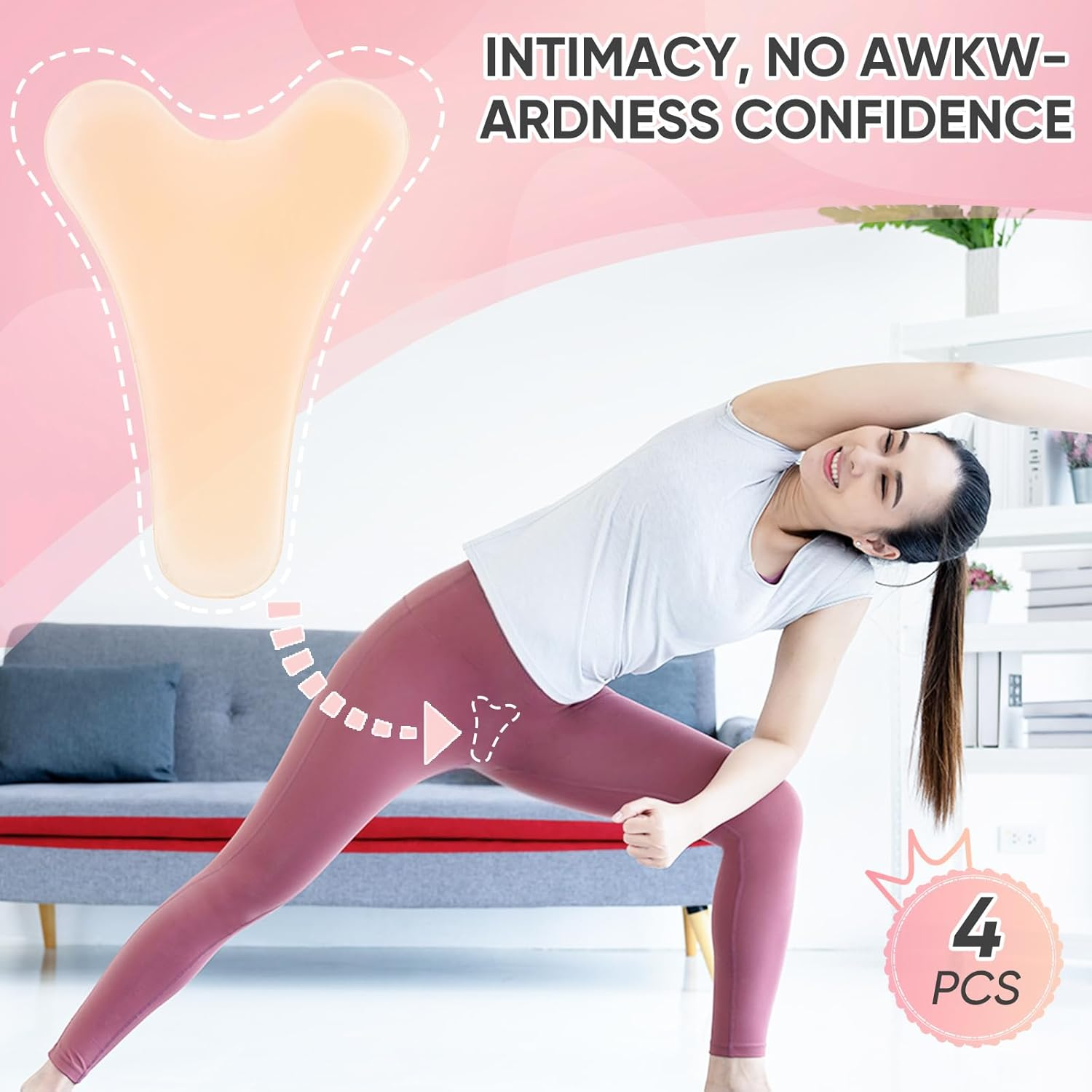 4 Pack Y Shape Camel Toe Concealer, Reusable Camel Toe Cover, Seamless Camel Toe Hider, No Camel Toe Underwear Guard image number 4