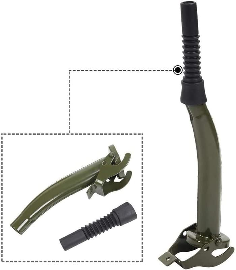 Jerry Can Spout, Metal Car Jerry Can Pouring Nozzle with Rubber Nozzle for NATO Style 5/10/20L Fuel Tank (Olive Green) image number 1