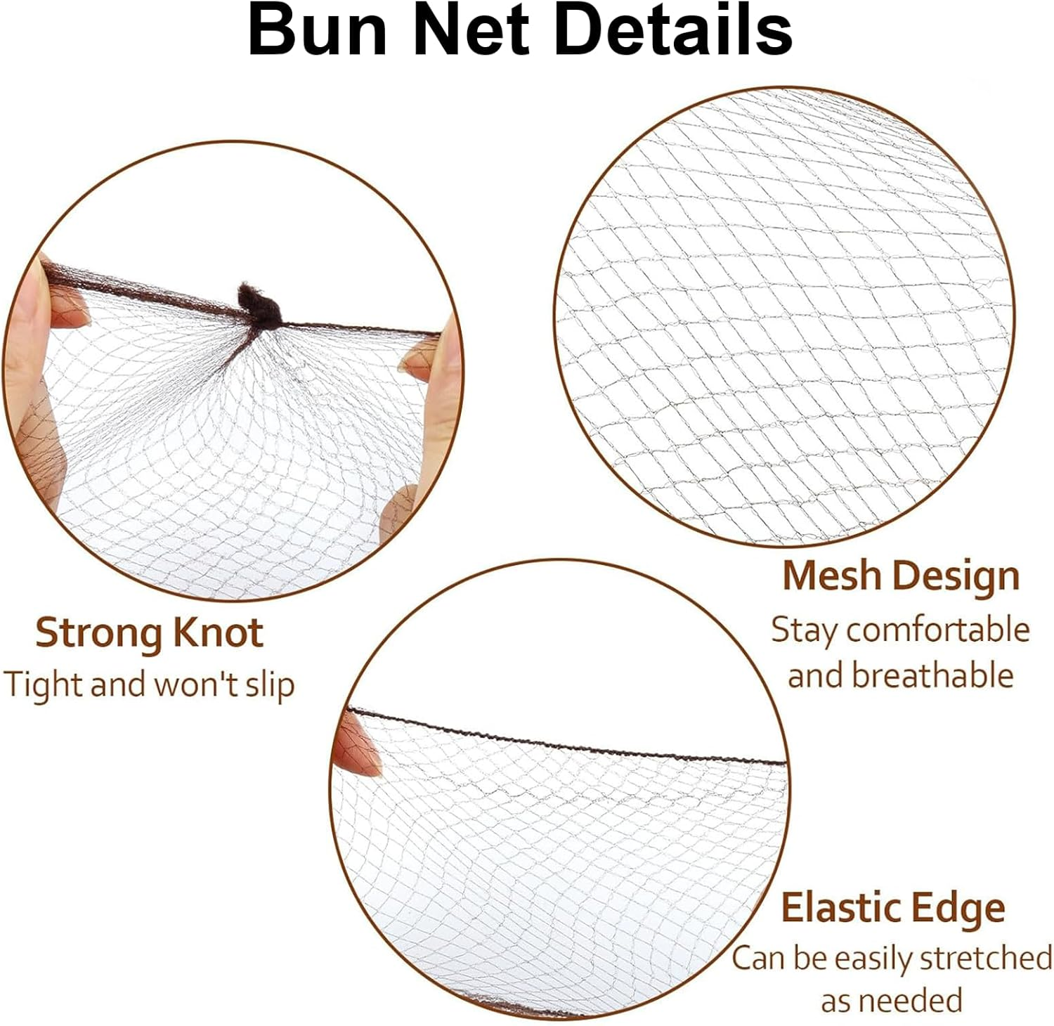Rhoyee Hair Nets and U-Shaped Hair Pins Set &ndash; 20PCS Invisible Elastic Mesh Nets + 50PCS Hair Pins &ndash; Brown Hair Accessories for Buns, Ballet Dancers, Nurses, Women & Girls image number 3