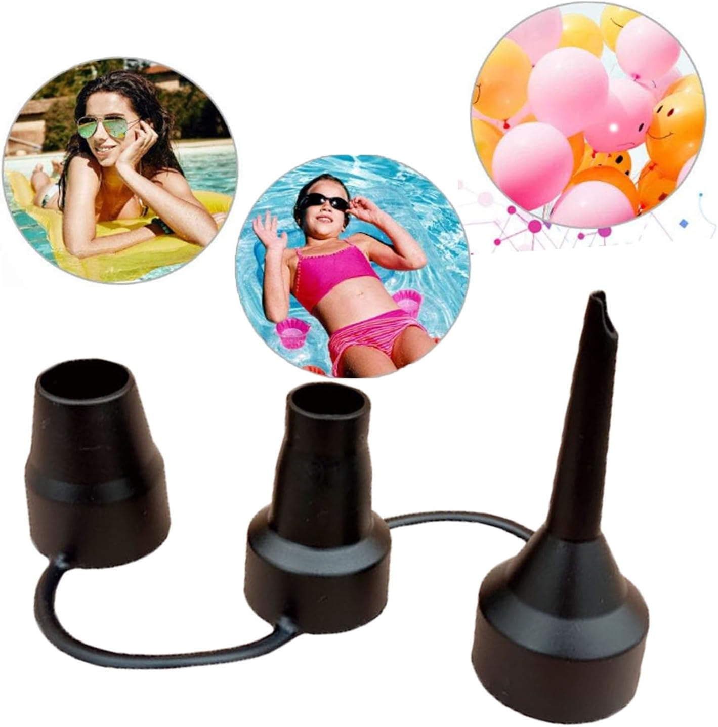 6 Black Electric Air Pump Nozzles - Multifunctional Mattress Air Pumps, Vacuum Compression Bag Pump Nozzles, Portable Air Extraction Tools, Suitable for Home and Travel Use image number 1