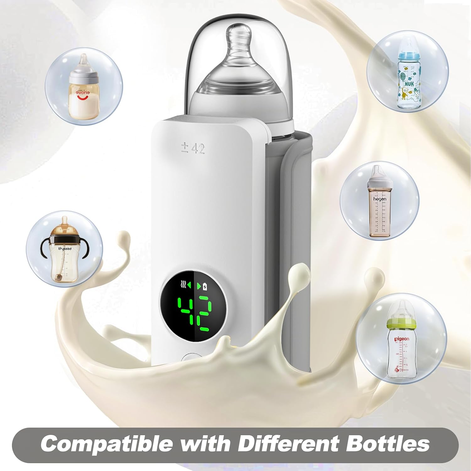 Portable Baby Bottle Warmer for Travel,Fast-Heating & Long-Lasting Warming up to 5H,Precise Temperature Control,Comfortable Baby Feeding on the Go,Waterless Warming Milk image number 3