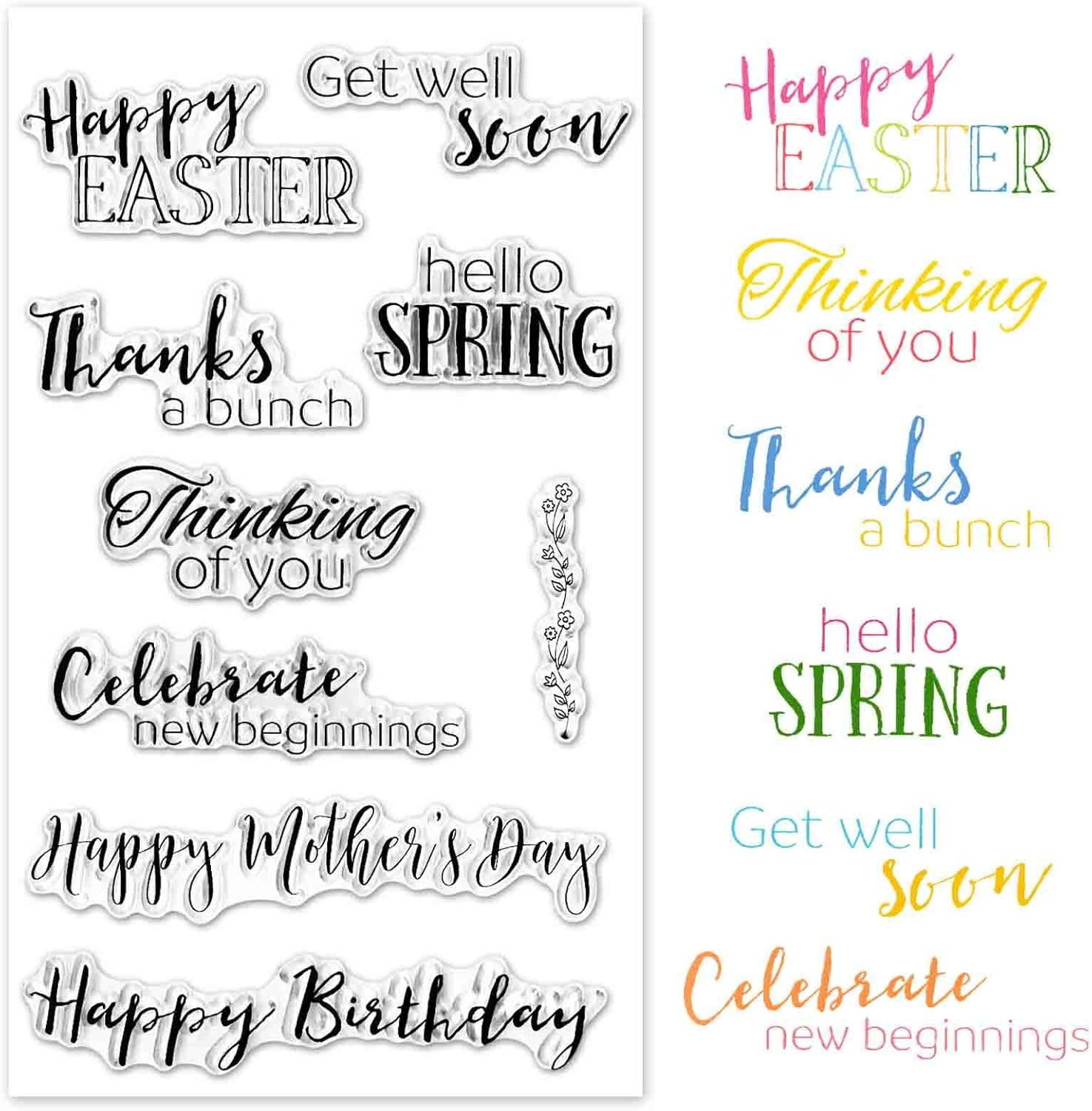 Blessing Greeting Words Stamps Mother'S Day Easter Clear Stamps for Card Making Decoration DIY Scrapbooking, Spring Words Easter Thanks Silicone Transparent Seal Stamp for Embossing Album Decor Craft