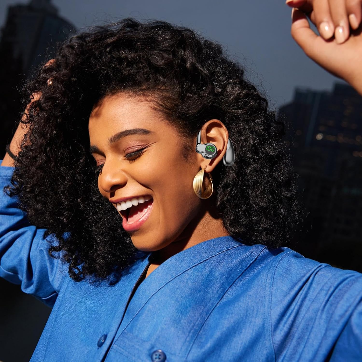 Over Ear Earbuds | Gym Headphones - Digital Display Earphones with Enhanced Bass for Swimming Phone Calls Music Play Game Home Gym image number 3