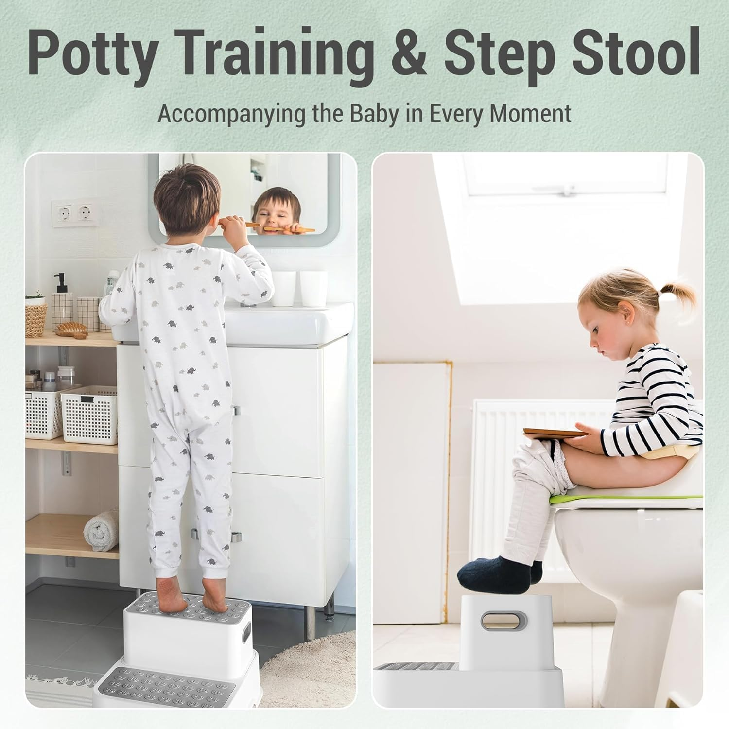 Toddler Step Stool &ndash; 2 Packs Non-Slip Toddler Step Stool with 2 Sink Extender for Bathroom Sink & Potty Training, Safe & Sturdy for Kitchen, Bedroom & Classroom image number 3