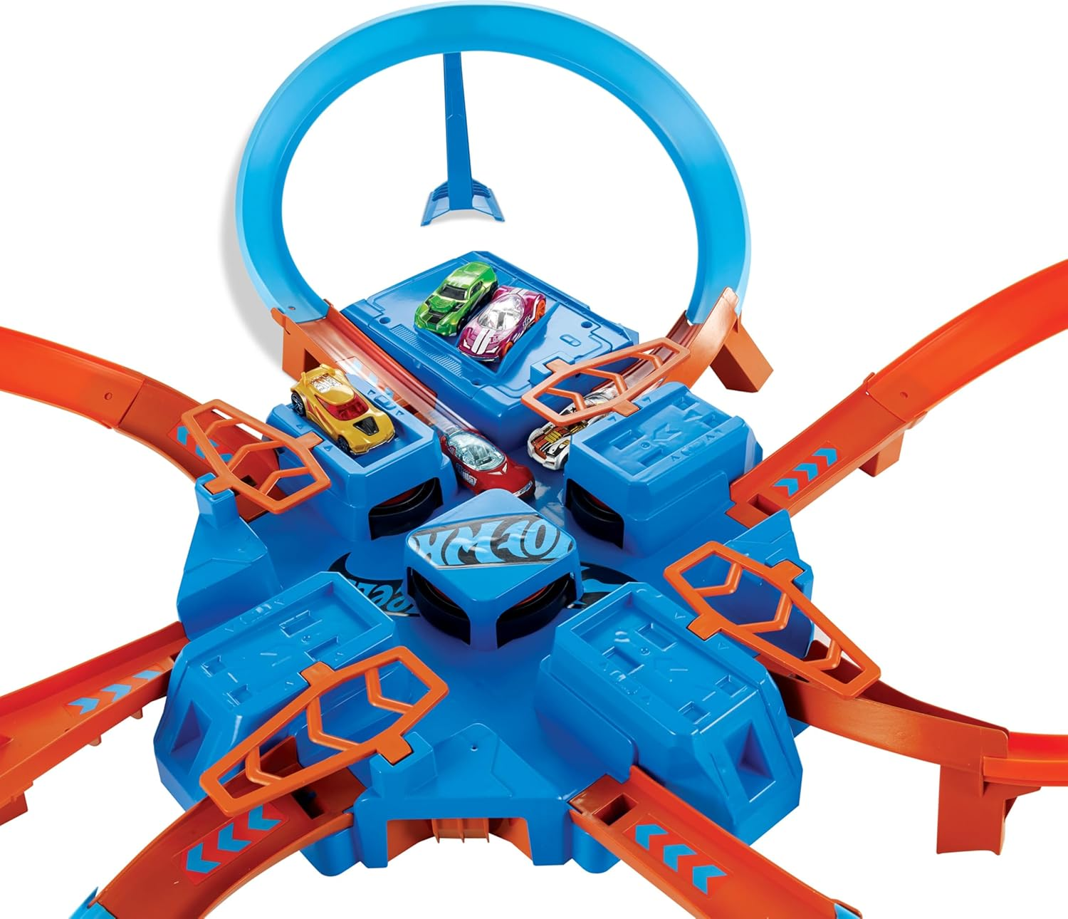 Hot Wheels Track Set with 1:64 Scale Toy Car, 4 Intersections for Crashing, Powered by a Motorized Booster, Criss-Cross Crash Track image number 5