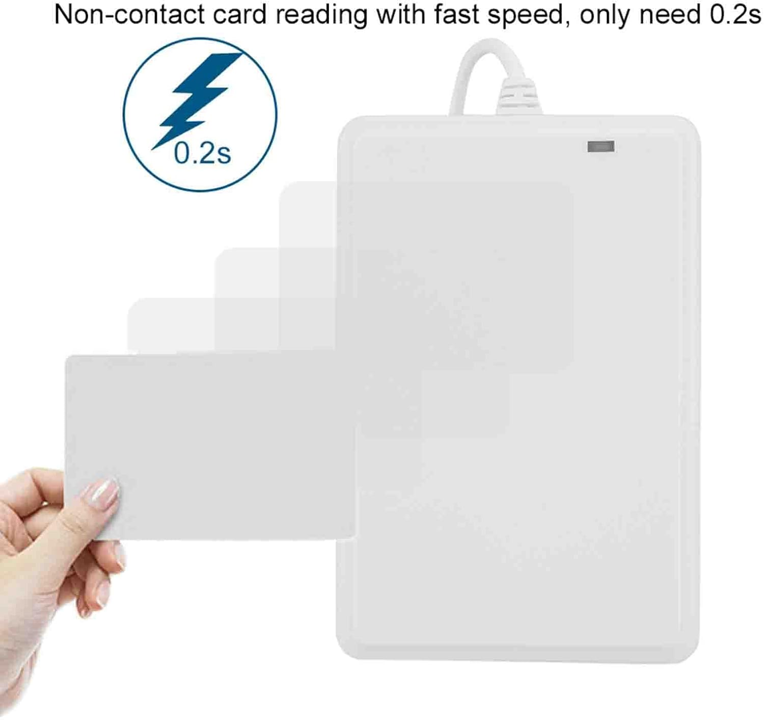 Smart Card Reader 0.2S Compatible USB Non- Card Reader 0-80Mm with Status Indicator Light (125Khz ID Card) image number 1