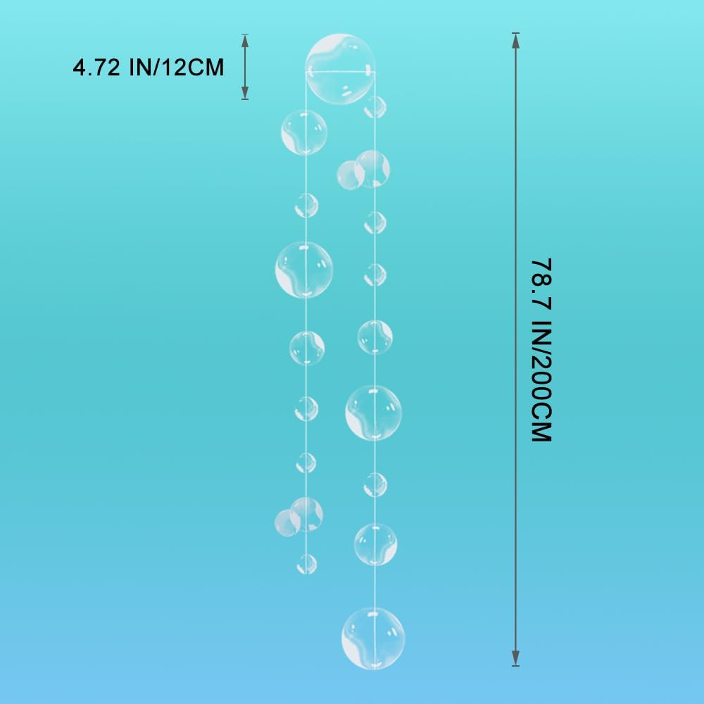 6 Pcs White Bubble Garlands Decorations, PVC Mermaid Birthday Decorations, 3D Bubble Coutout Garland under the Sea Party Decorations for Kid&rsquo;S Birthday Party, Little Mermaid Party Favors Supplies image number 3