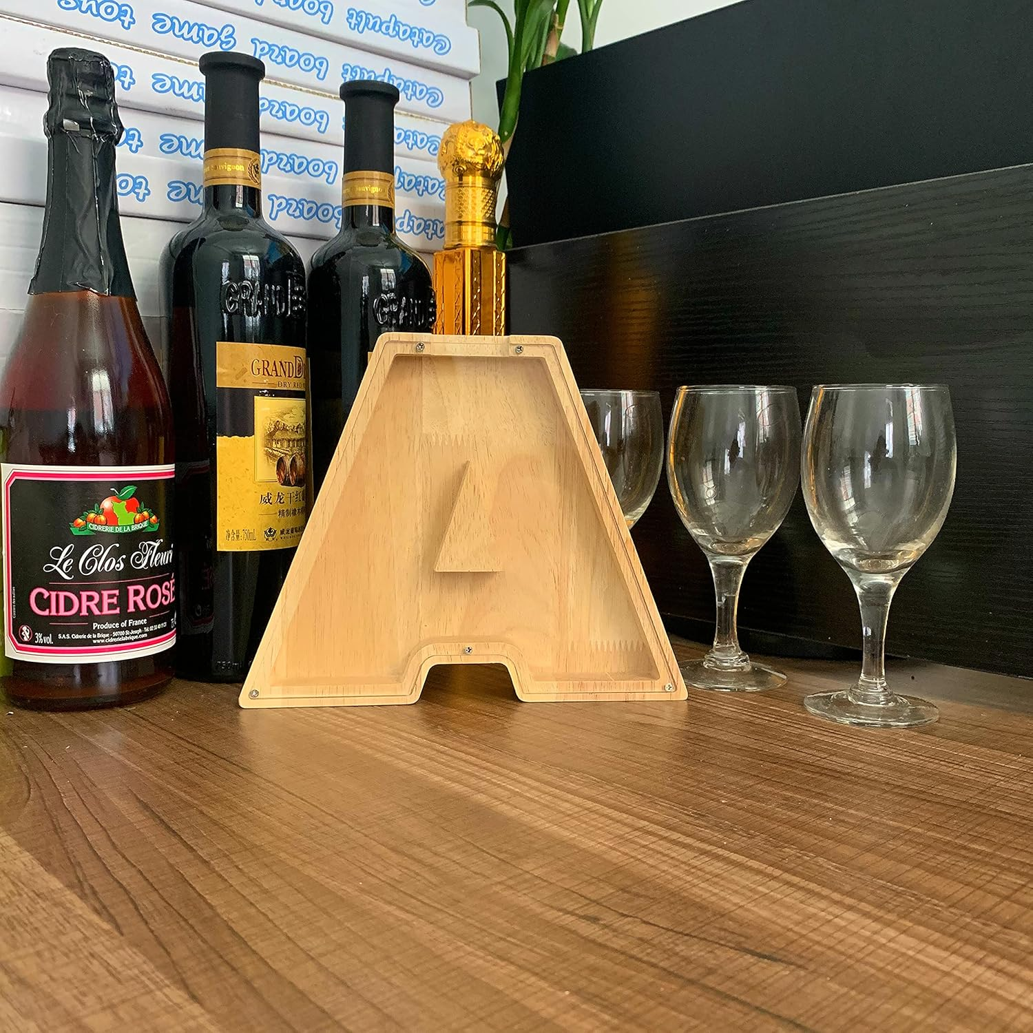 Twenty-Six English Alphabet A-Z Letter Piggy Bank ,Large-Capacity Transparent Wooden Alphabet Piggy Bank，Personalized Coin Savings Box, Name DIY Creative Purchase Combination.