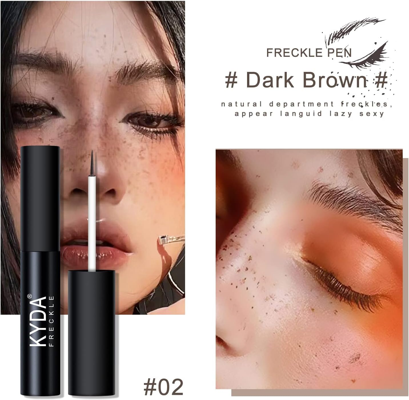 FREEORR 2 Colors Liquid Freckle Pen, Natural like Freckle Makeup Pen Soft Dot Spot, Waterproof and Smudgeproof Quick Dry for Instant Create Realistic Freckles Make Up(Dark Brown+Light Brown) image number 3
