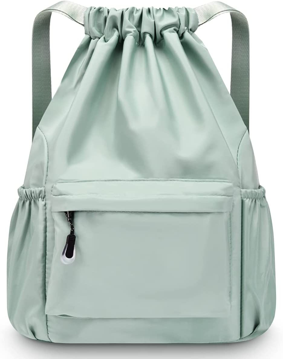 INONIX Large Capacity Folding Travel Drawstring Backpack Sports Gym Bag for Women Men Children Large Size with Zipper Bottle Pockets