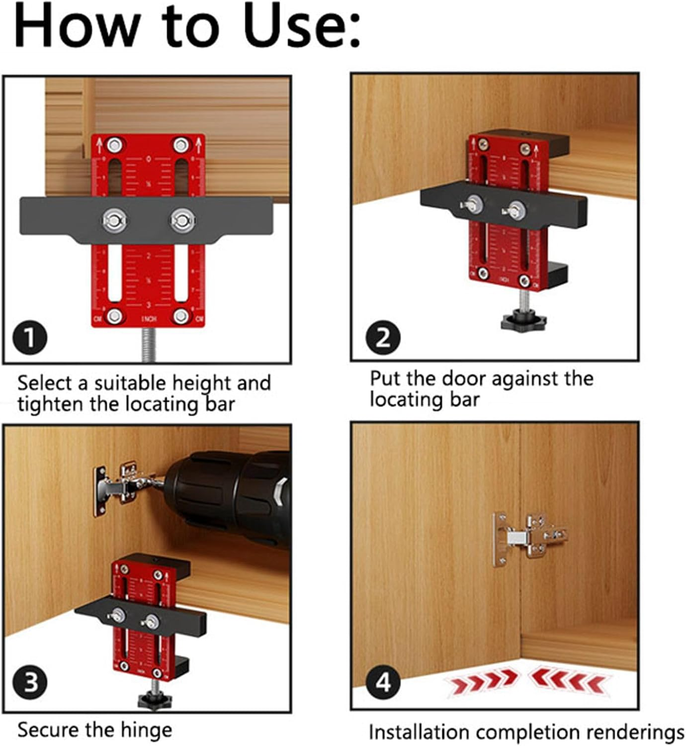 Cabinet Door Installation Positioner, Mounting Jig for Installing Cabinet Doors, Adjustable Aluminium Alloy Cabinet Door Positioning Tool, for Most Cabinet Doors image number 5