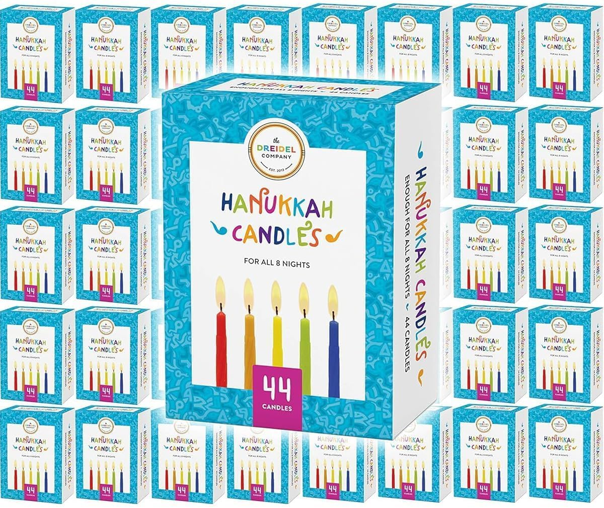 The Dreidel Company Menorah Candles Chanukah Candles 44 Colorful Hanukkah Candles for All 8 Nights of Chanukah (20-Pack) image number 6