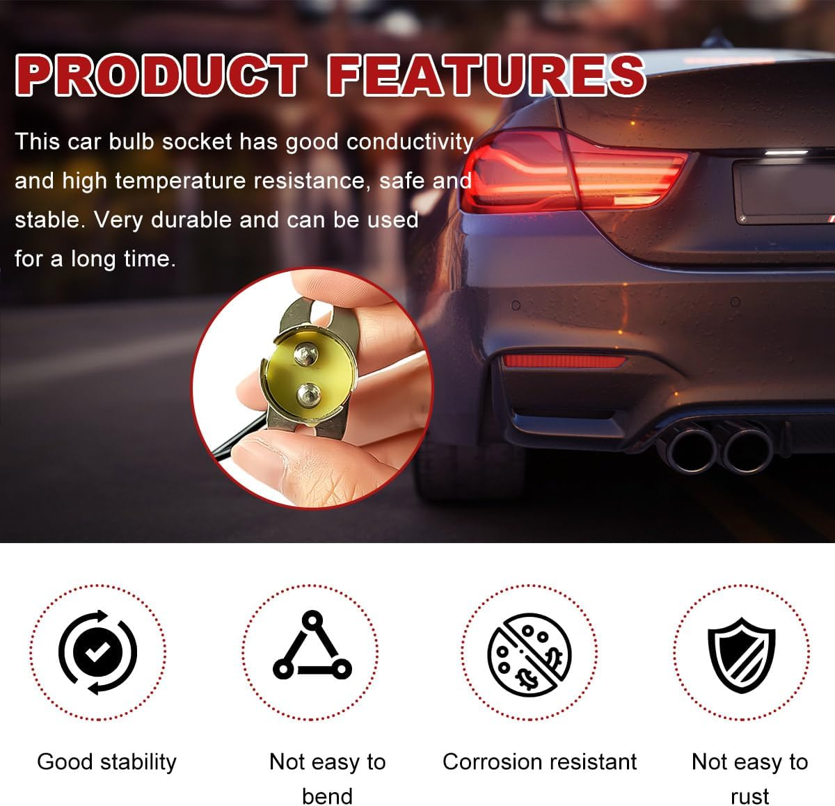 2 PCS Car Bulb Socket, BAY15D 1157 LED Light Bulb Snap-In Socket Holder with Wire Connector, Automotive Bulb Socket Adapter for Brake Lamp Turn Signal Light, Car Accessories image number 5