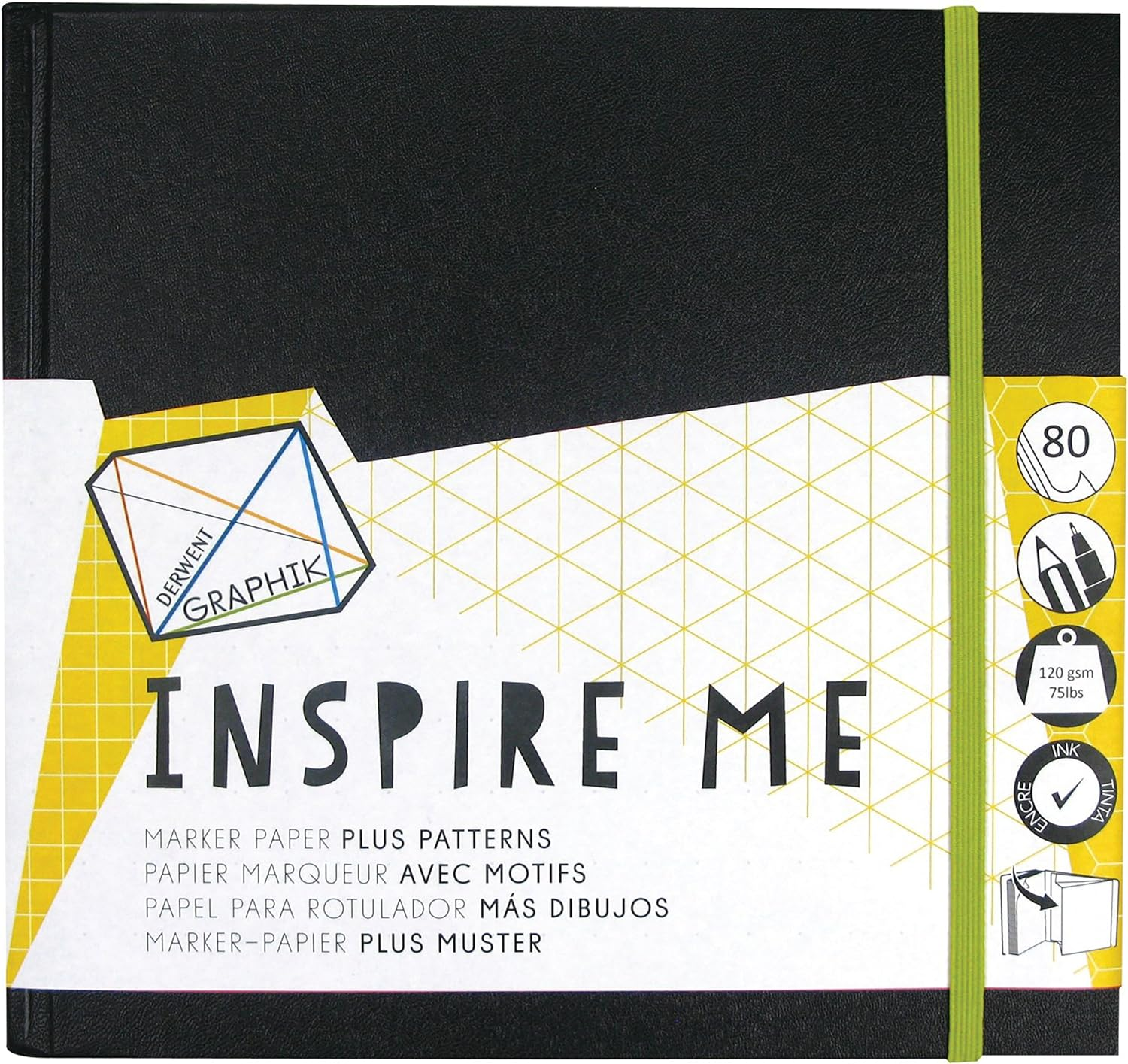 Derwent Graphik Inspire Me Hardback Sketch Book - Small, 80 Pages, Professional Quality, 2302236 image number 1
