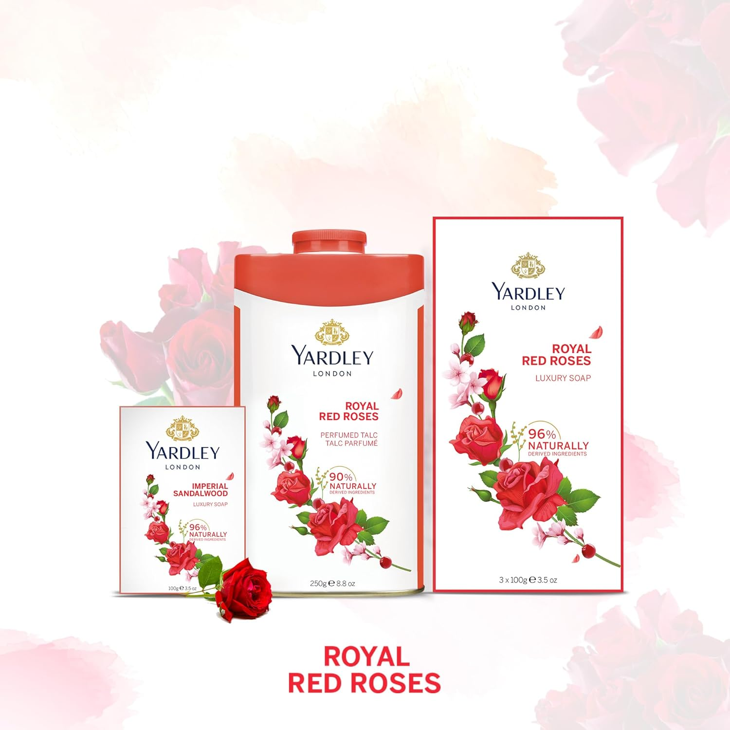 Yardley London Perfumed Talc, Red Roses, 8.8 Oz, 250 G image number 1