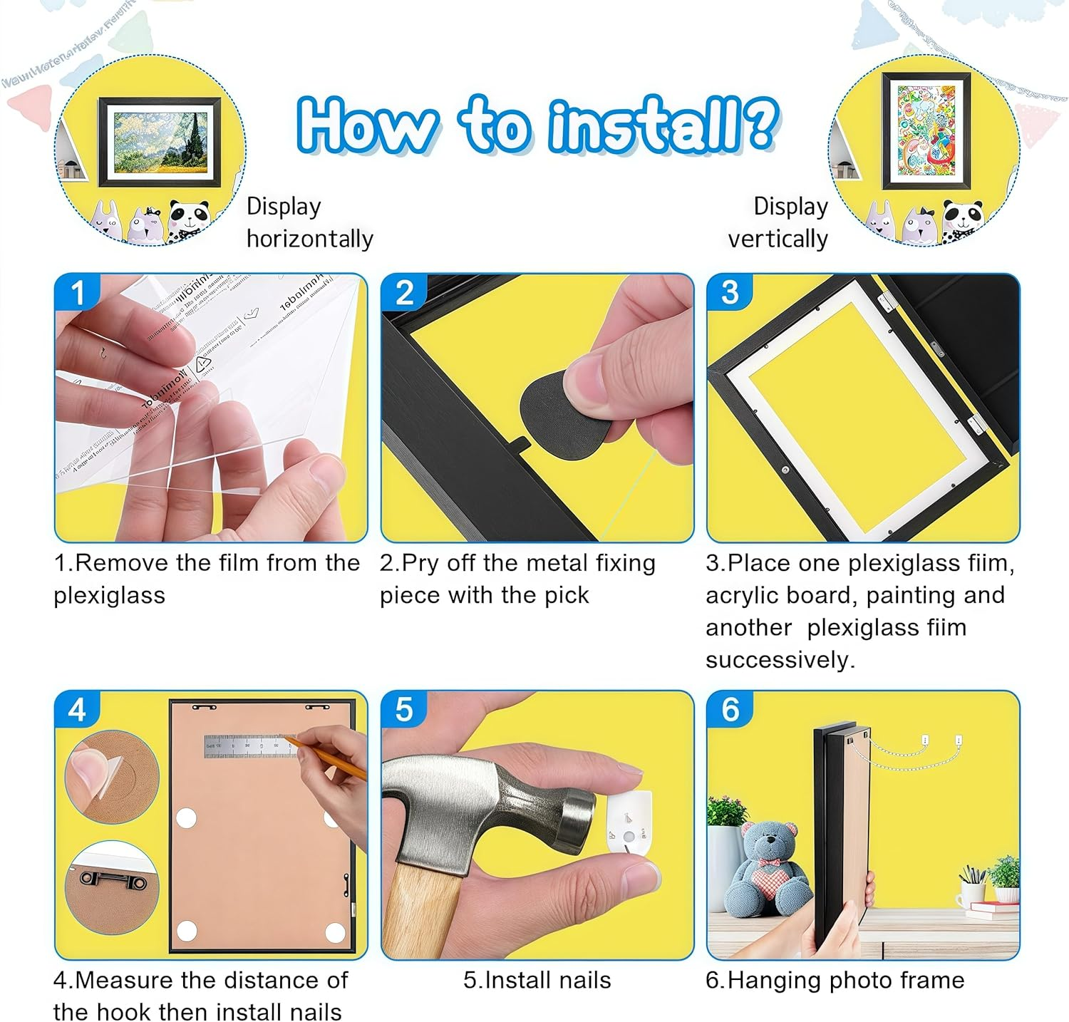 1PCS A4 Kids Art Frame - Durable Children'S Picture Frame for Displaying Artwork, Ideal for Home or School Use, Easy to Hang, Perfect for Boys and Girls