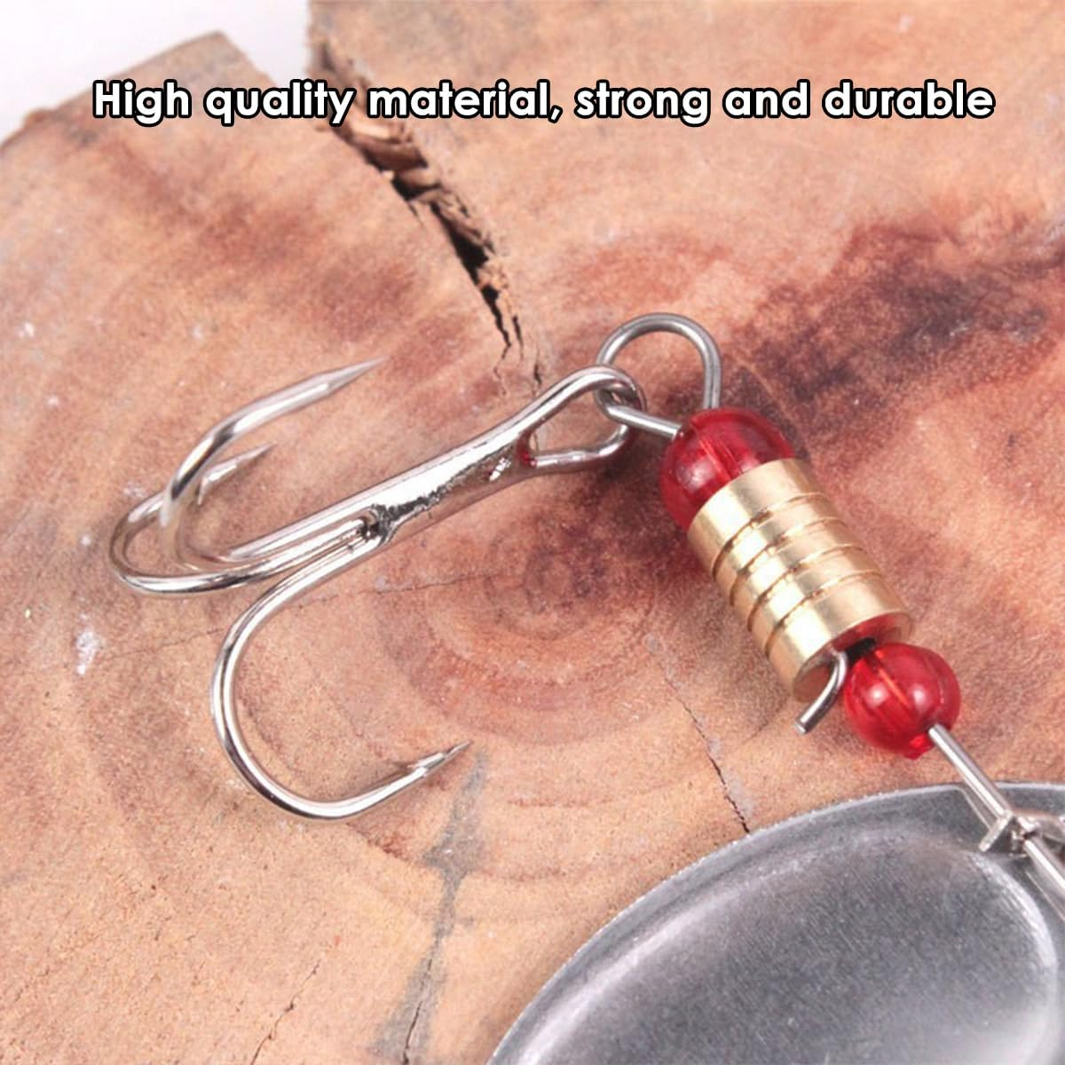 AIMALL 30PCS Spinner Fishing Lure Set with Treble Hooks 2.4In Metal Spoon Baits for Bass Trout Salmon Pike &ndash; Random Colourful Patterns in Tackle Box image number 5