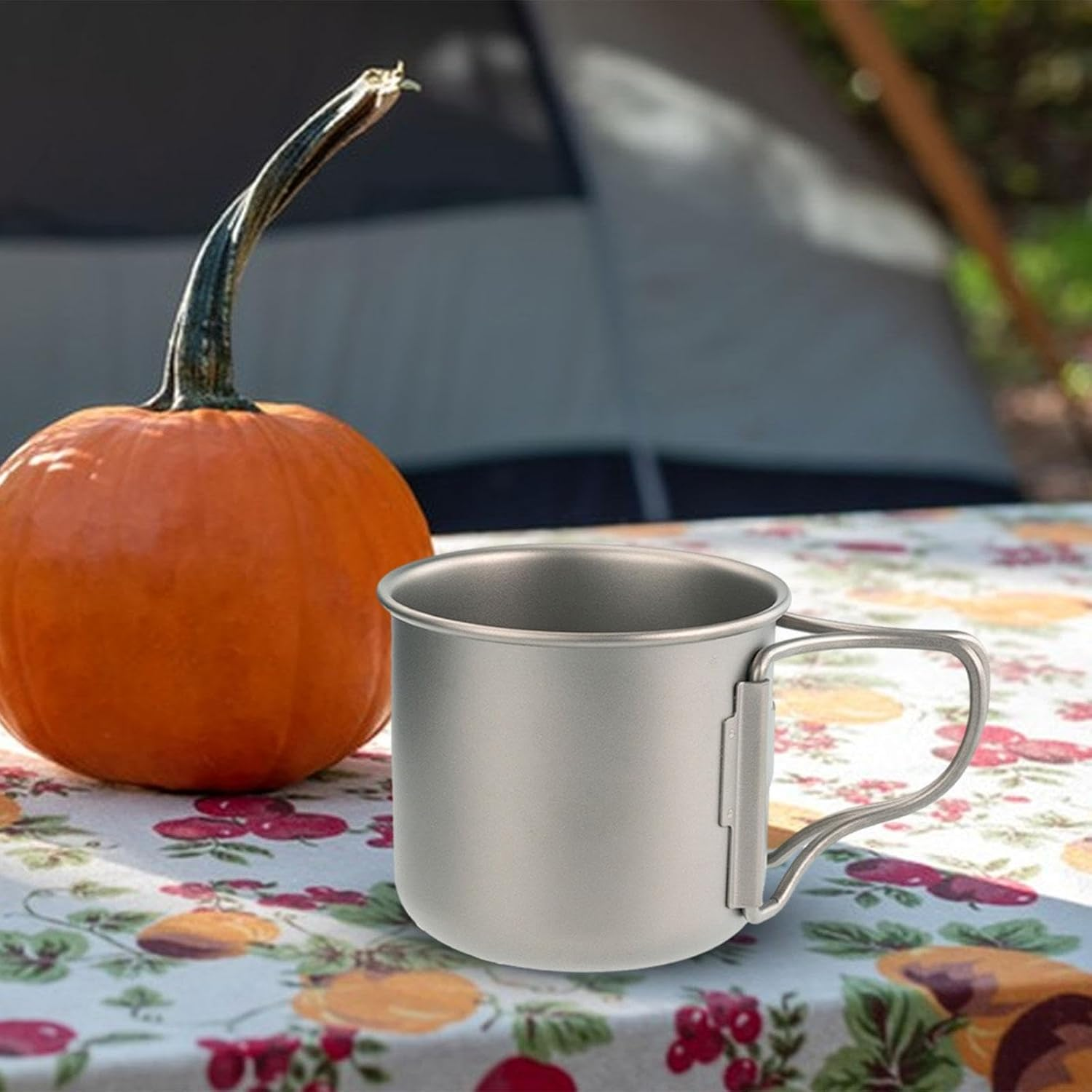 Eigell Titanium Cup Camping Cups Drinkware Metal Cups Travel Cup Outdoor Mug with Foldable Handle for Hiking Picnic Kitchen Campsite image number 5