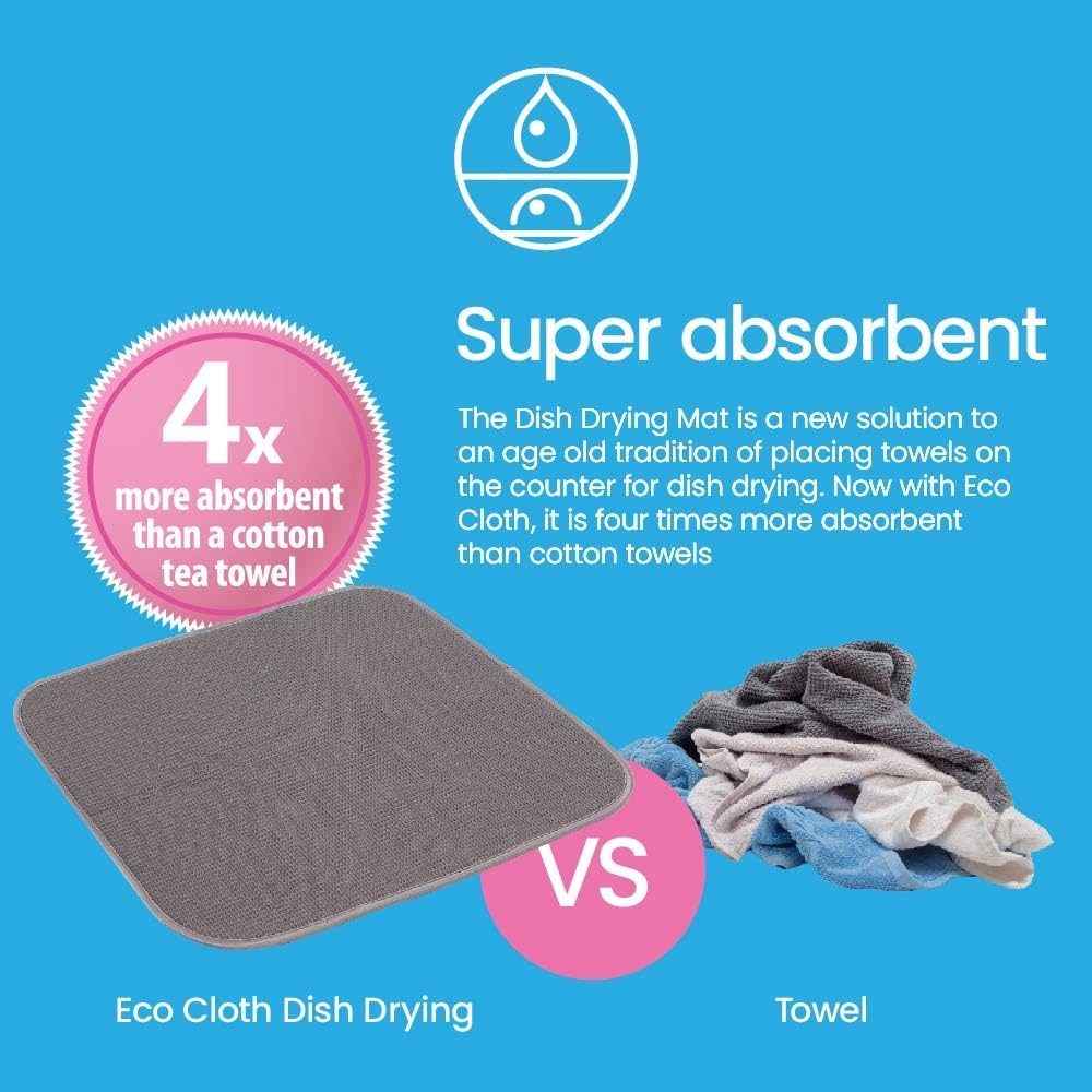 White Magic Dish Drying Mat, Charcoal - Absorbent & Hygienic, Protects Countertops, Quick-Drying Anti-Microbial, Foldable & Easy to Clean, Versatile for Kitchen Essentials, 45X40Cm image number 6