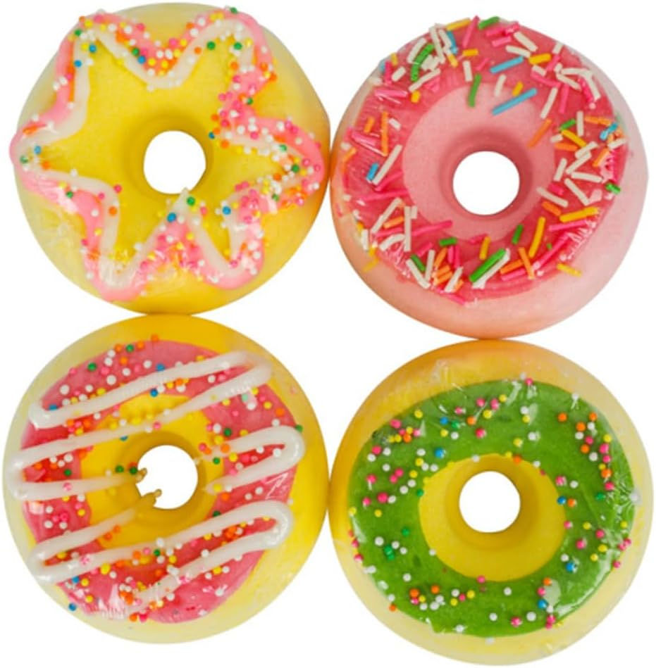 IWOWHERO 4Pcs Adorable Spa Bubble Doughnut Shape Bath Salt Balls Essential Oils for Skin Random Style image number 2