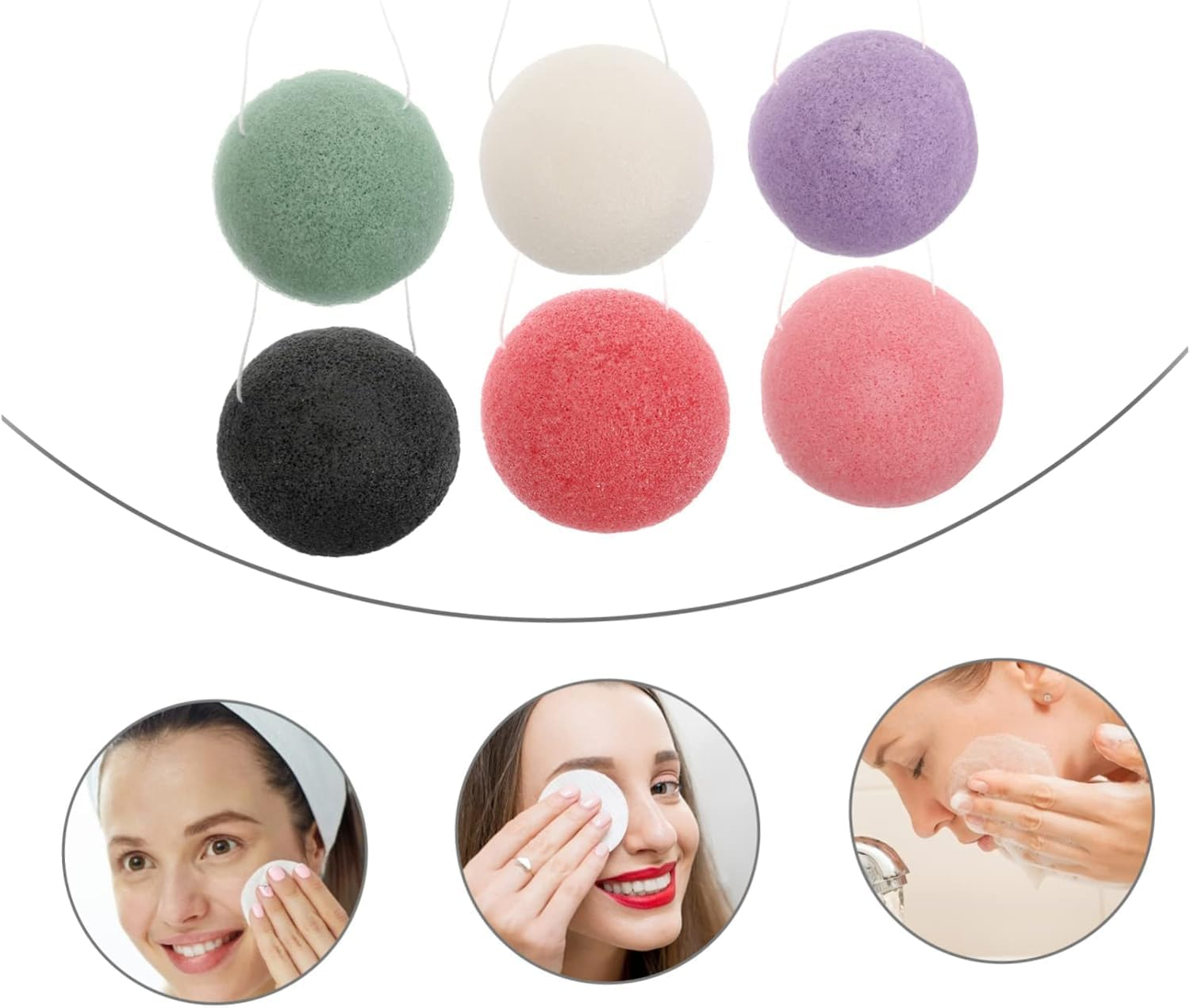 6Pcs Natural Konjac Facial Sponges for Sensitive Skin Exfoliating Deep Cleansing Makeup Removal Gentle Sponge Puff for Rosacea Dry Flakes Blackhead and Oil Control image number 5