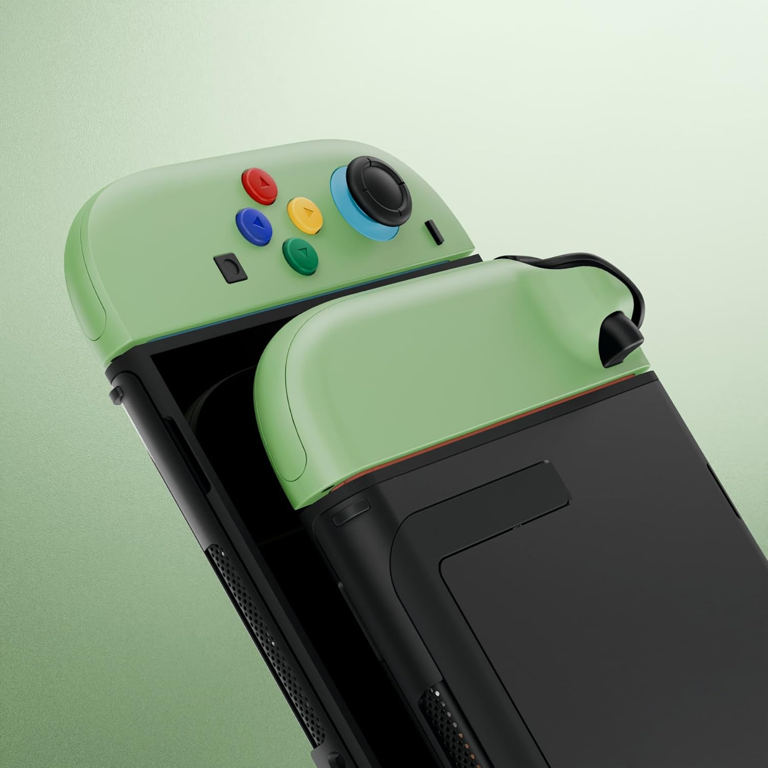 Extremerate Replacement Shell Buttons for Joycon 2, Custom Housing Faceplate Case + Decorative Strips + ABXY Direction Keys + Tools for Nintendo Switch 2 Controller - Essence Version - Matcha Green - Cherry Blossoms Pink image number 4