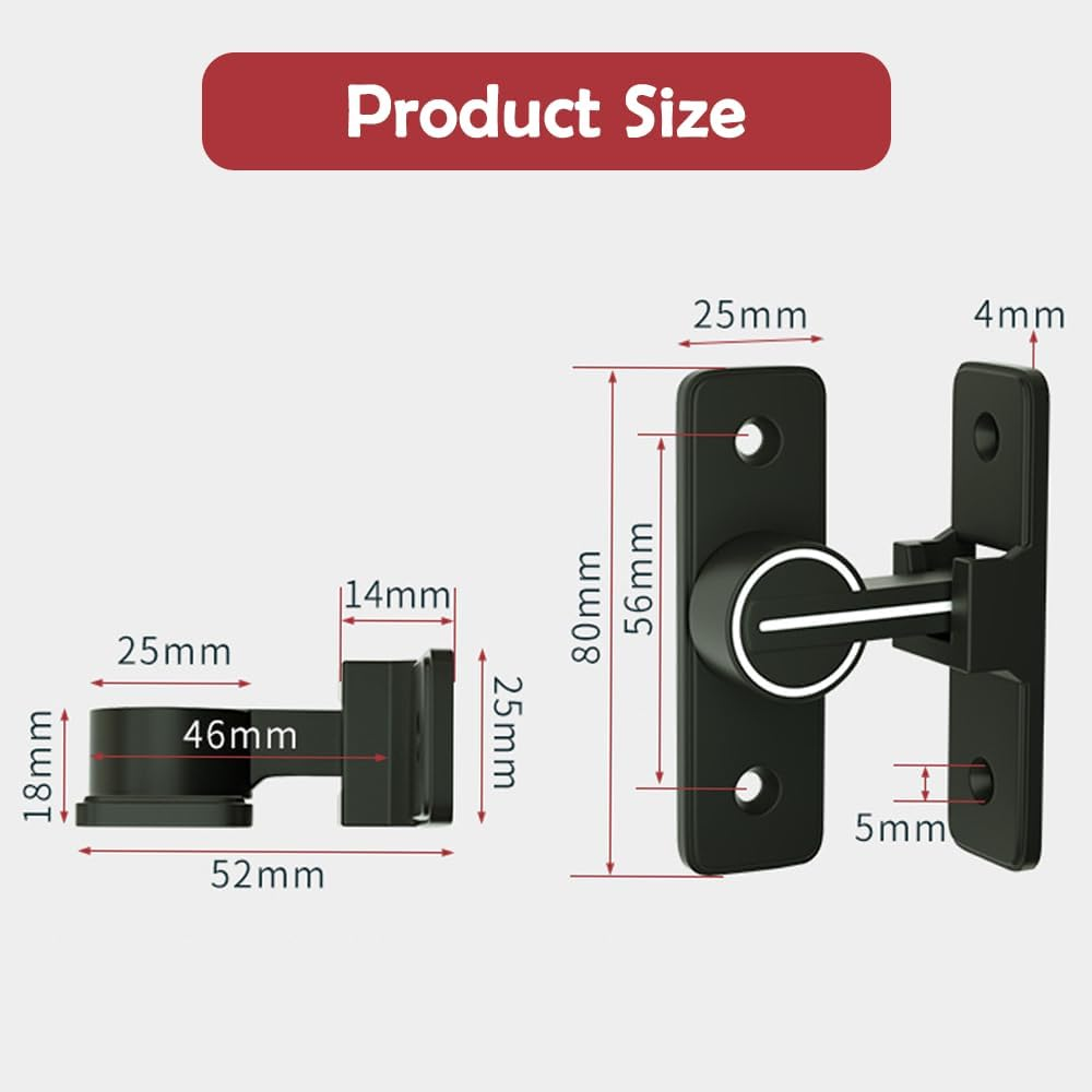 Barn Door Lock Hardware, 90 Degree Gate Latches Flip Latch Safety Door Bolt Latch Lock, Luminous Barn Sliding Door Latch Lock Suitable for Garden, Bathroom, Outdoor, Garage, Window image number 4