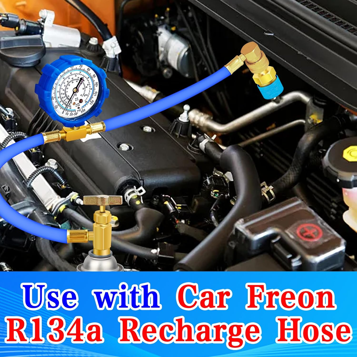 R1234Yf to R134A Adapter, 1234Yf to 134A Adapter Kit, R1234Yf to R134A Conversion Adapters, High/Low Pressure Side R134A Adapter Convert to R1234Yf, for Car Air-Conditioning R1234Yf System Charging - Yellow image number 3