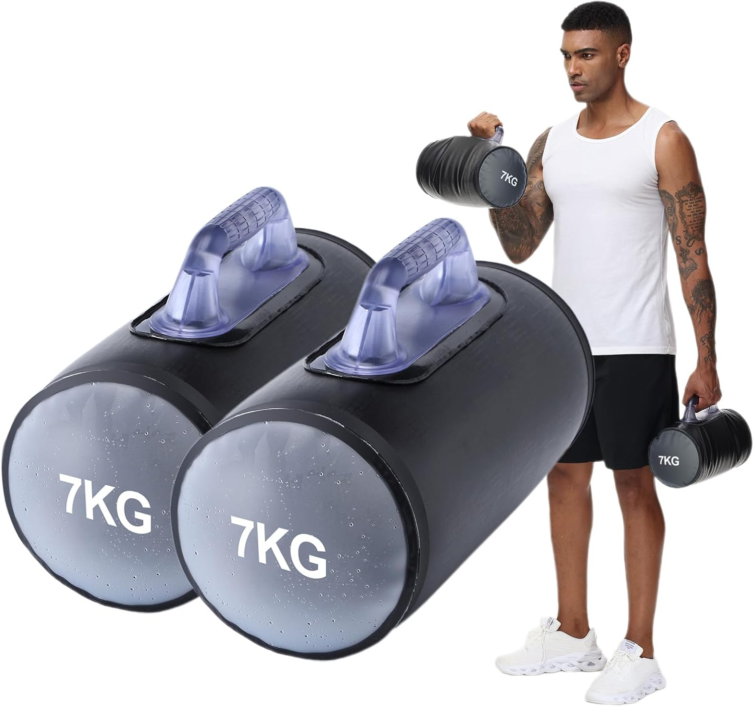 DEIRIS Water Dumbbells, Dumbbells, Water Fillable Set, Weight Bags Portable, Water Weight up to 2~14 Kg/Pair, Fitness Water Bag, for Strength Training, Fitness and Shaping