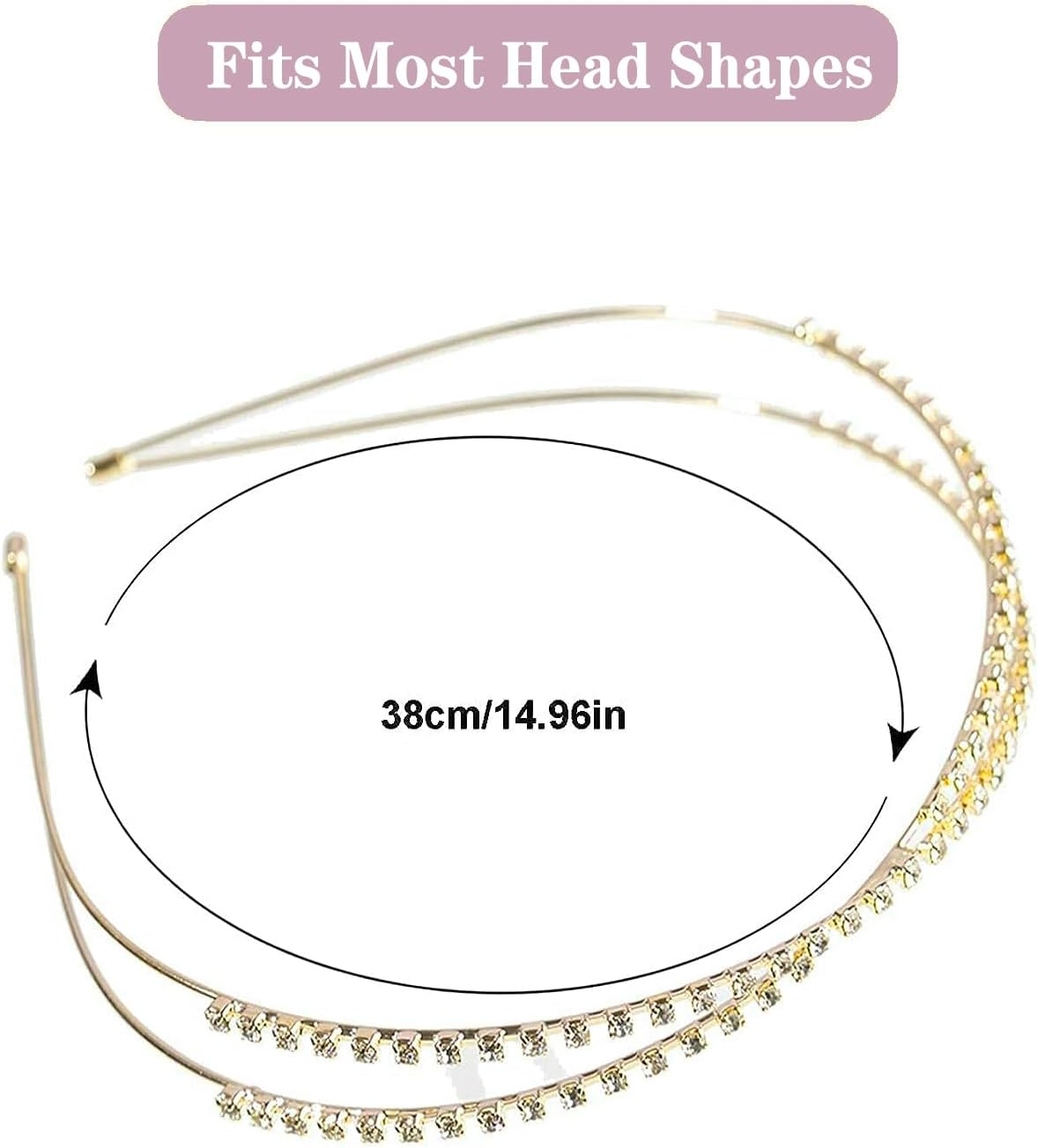 Rhinestone Headband Hair Accessories Silver Bridal Headbands Crystal Headband 2 Pieces Glitter Rhinestone Headbands Hair Crown Tiara Hair Bands Used for Parties, Weddings and Dates image number 2