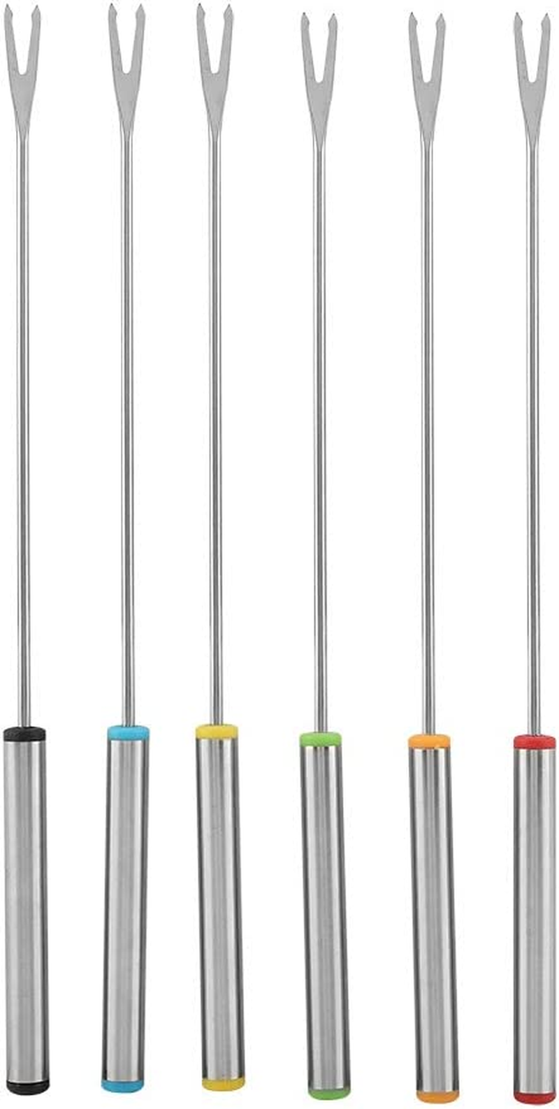 6Pcs/Set Barbecue Fondue Forks Stainless Steel Chocolate Cheese Dessert Fondue Pot Forks Fruit BBQ Meat Kitchen Tool Tableware image number 2