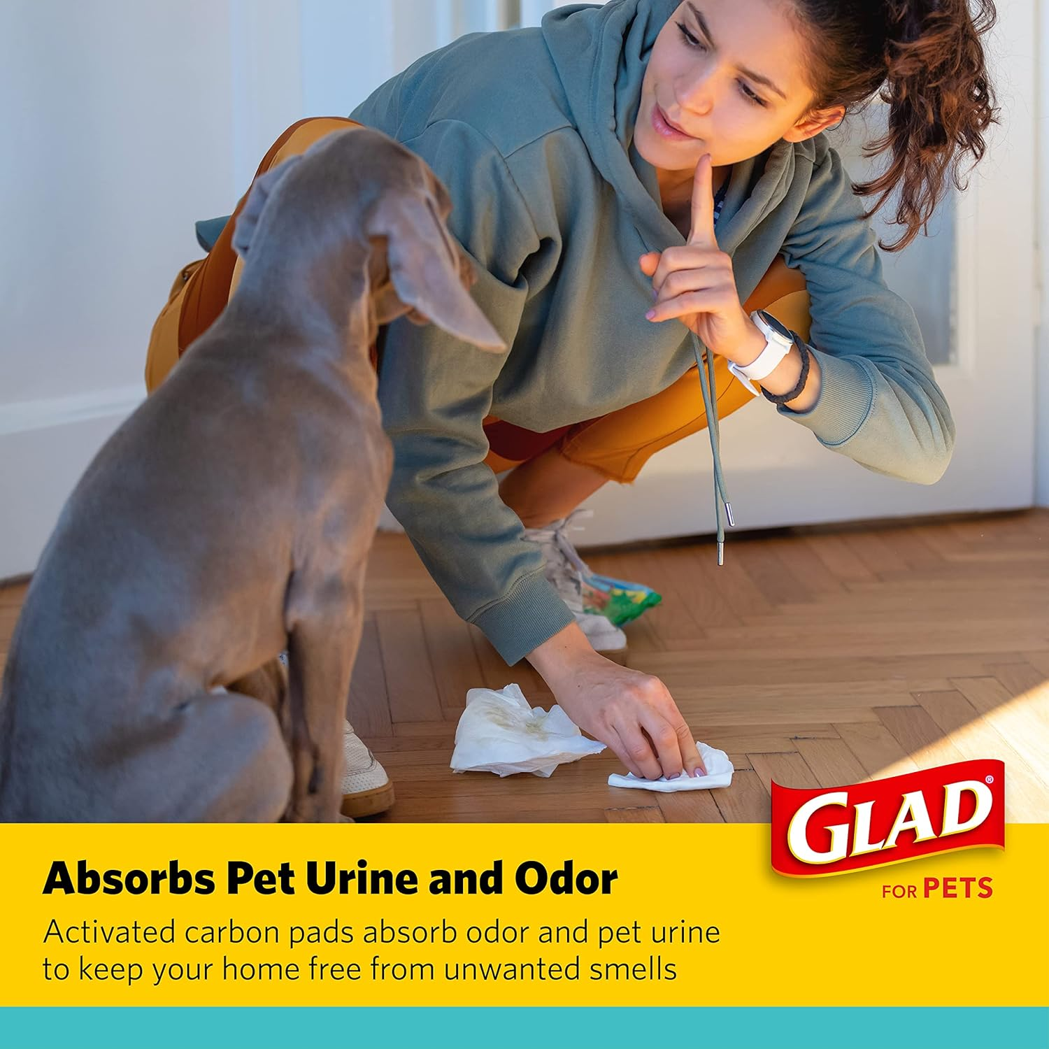 Glad for Pets Activated Charcoal Dog Training Pads, Small Size 17.5" X 23.5" - Odor Absorbing, Pee Pads for Dogs - Perfect for Training New Puppies, Grey, 120 Count image number 1