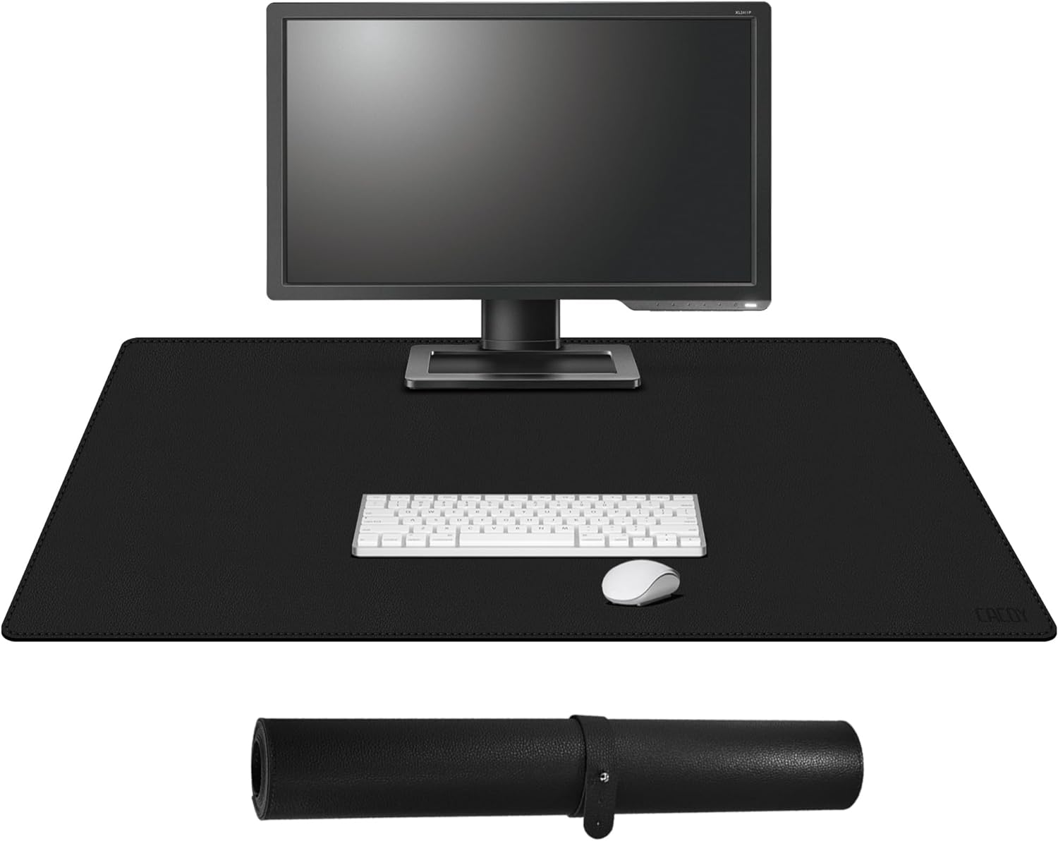 Cacoy Leather Desk Pad, 90X50Cm Waterproof Desk Mats on Top of Desks, Large Gaming Keyboard Mouse Pad, Black image number 2