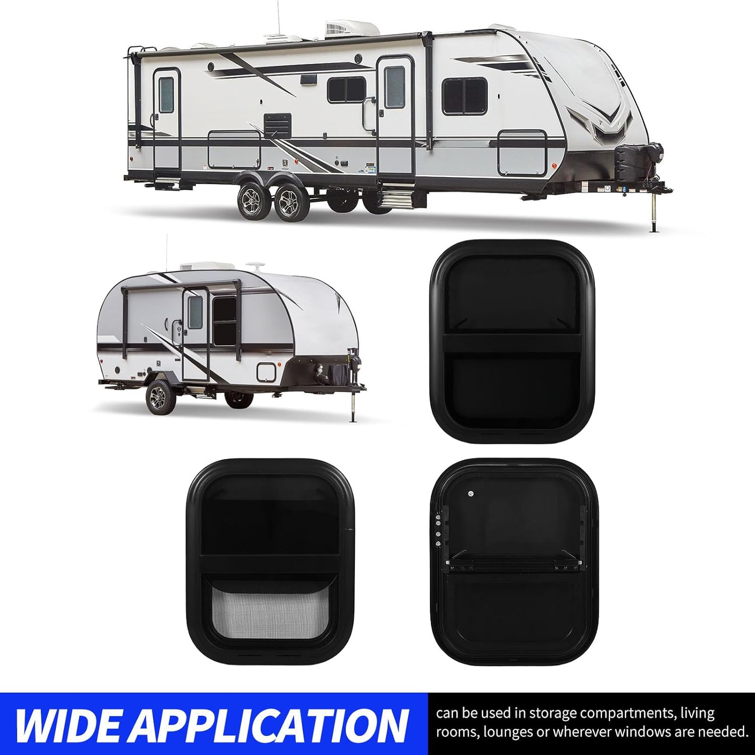 RV Sliding Window L300 H500Mm, UV Blocking Insectproof with Sturdy Construction, Leak Proof Design for Trailer Marine Camper Construction Vehicles (For Wall Thickness: 31 to 36Mm) image number 5