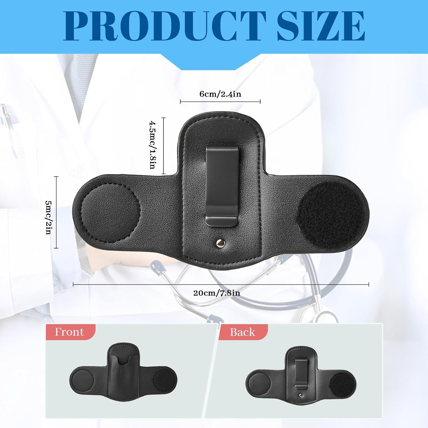 Leather Stethoscope Holder Hip Clip 2025 Black PU Leather Lightweight Universal Clip-On Stethoscope Hip Holder for Physicians Nurses Portable Medical Equipment Holder for Physicians Doctor Nurses image number 6