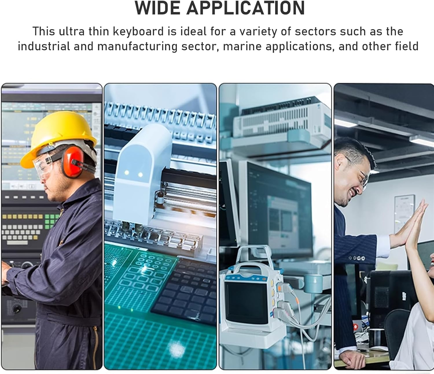 Compact USB Wired Keyboard with Hub, IP68 Waterproof Ultra Thin Industrial Keyboard with Touchpad, for Laptop Notebook PC image number 5