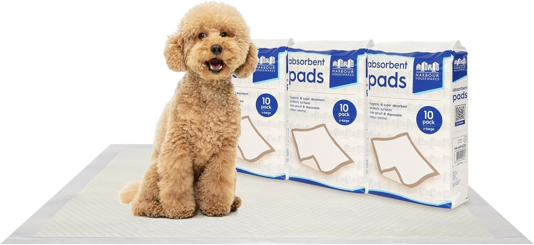 Harbour Housewares Disposable Puppy Pads - 60Cm X 89Cm - 30X Extra-Large Absorbent Puppy Training Pads Leak-Proof Pee Pads for Dogs, Cats, Kittens Potty Training Mats