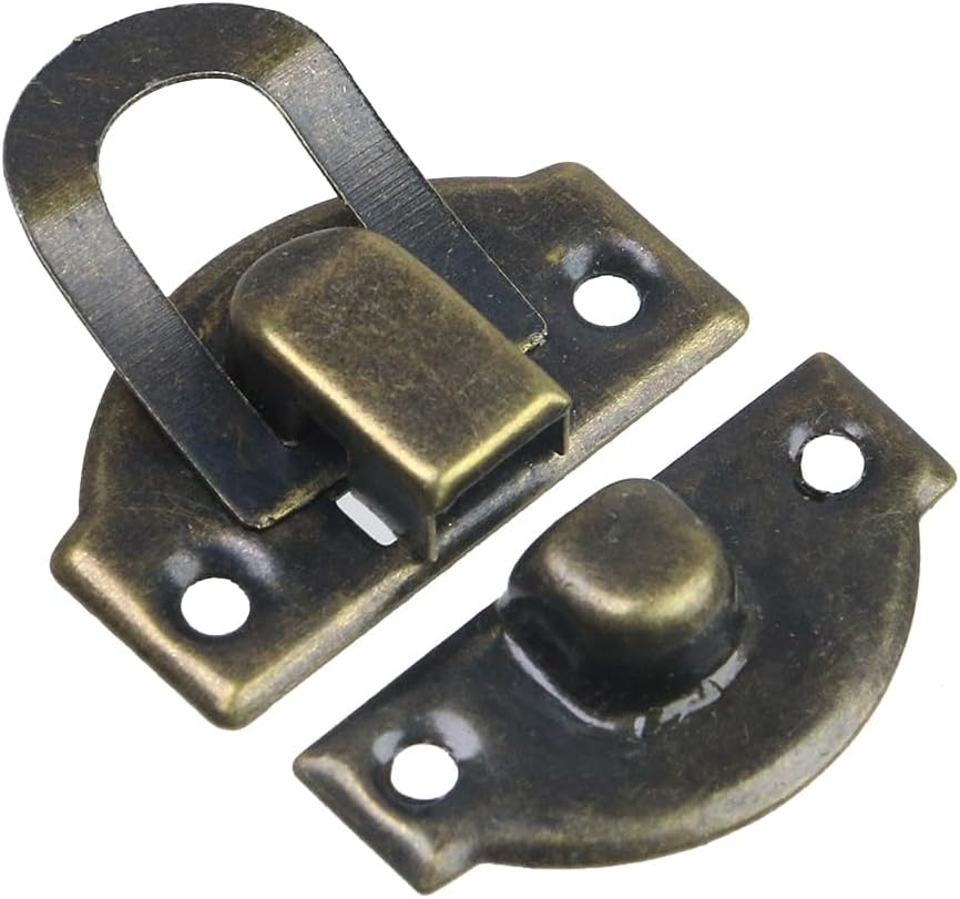 Geesatis 20 PCS Antique Bronze Hasp Latch Lock Buckle Hardware for Jewelry Boxes Metal Clip Clasp Vintage Hardware Latch Buckle with Mounting Screws, Bronze, Small image number 5